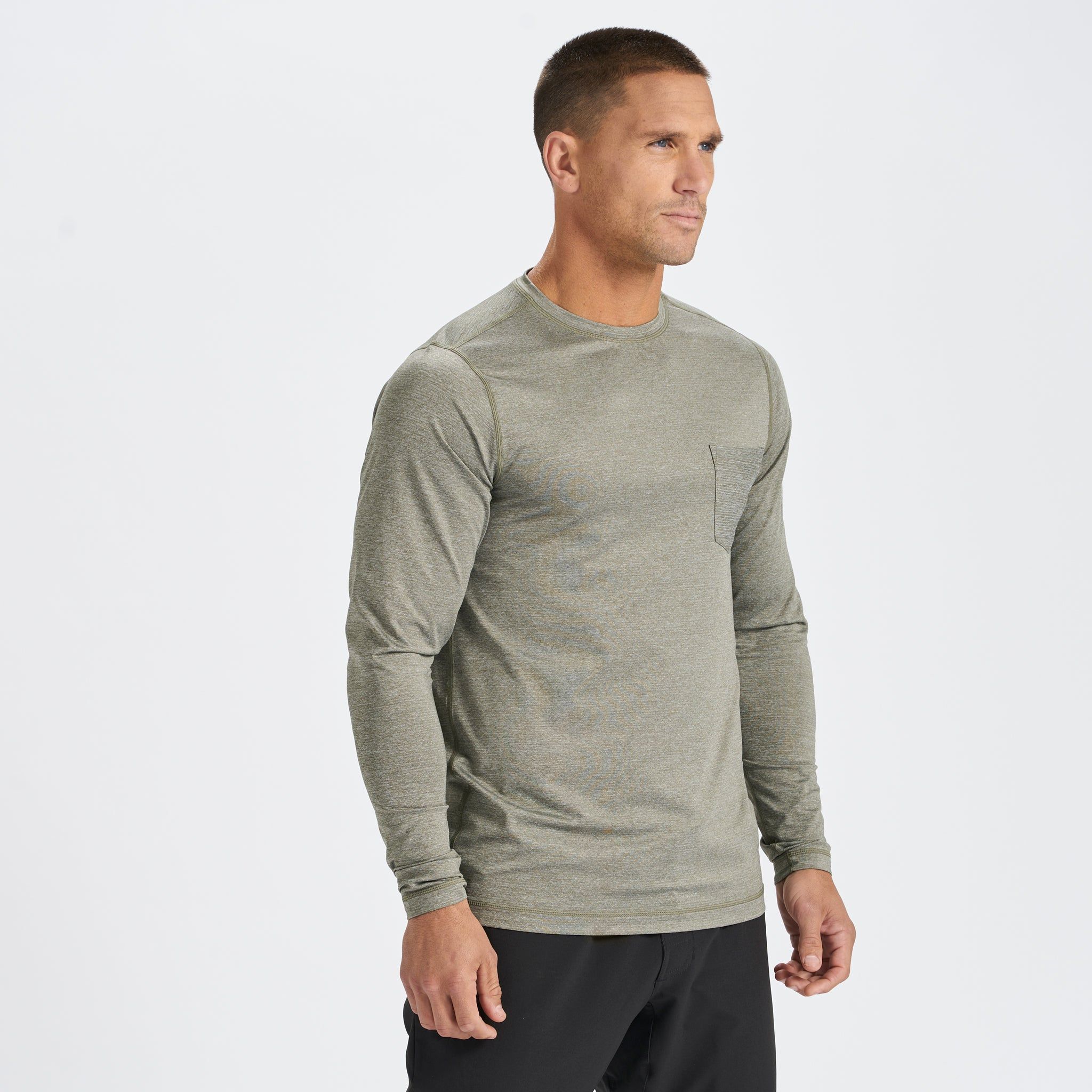 Long-Sleeve Tradewind Performance Tee | Army Heather sold by Vuori product image thumbnail 3