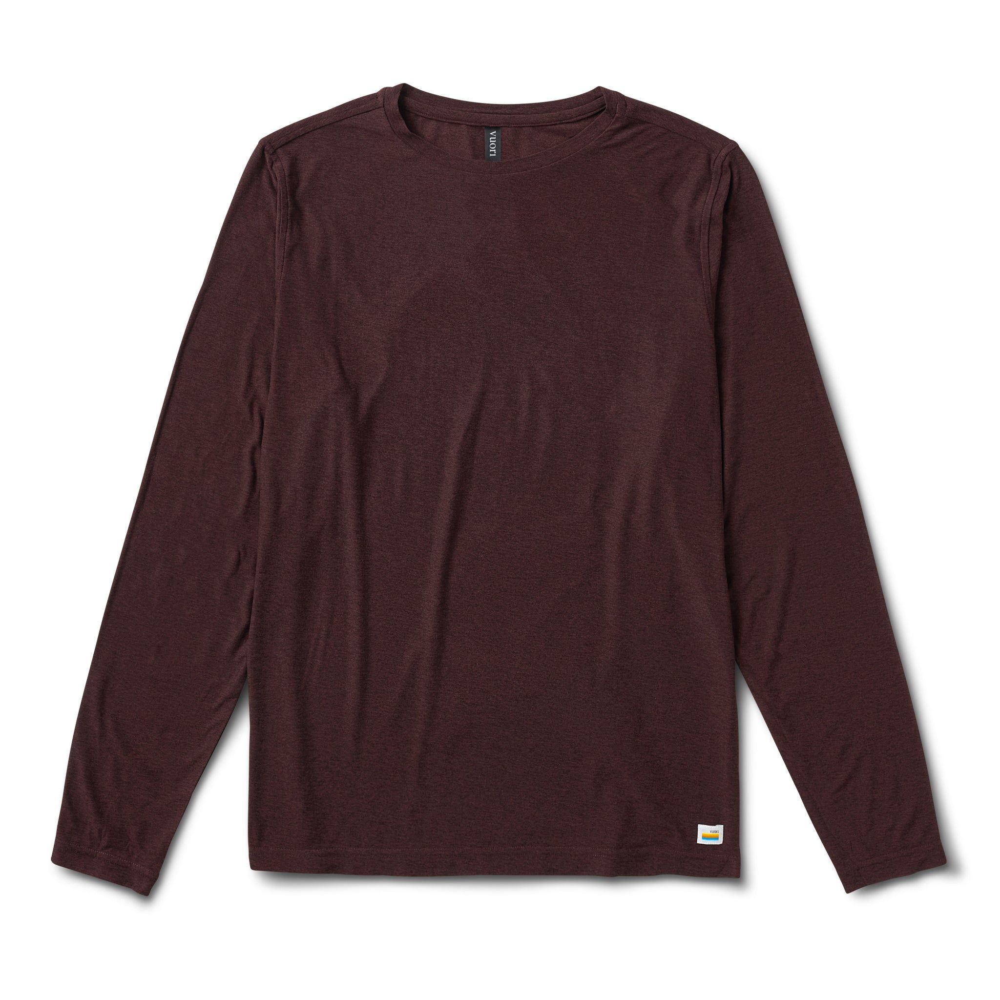 Long-Sleeve Strato Tech Tee | Oxblood Heather sold by Vuori