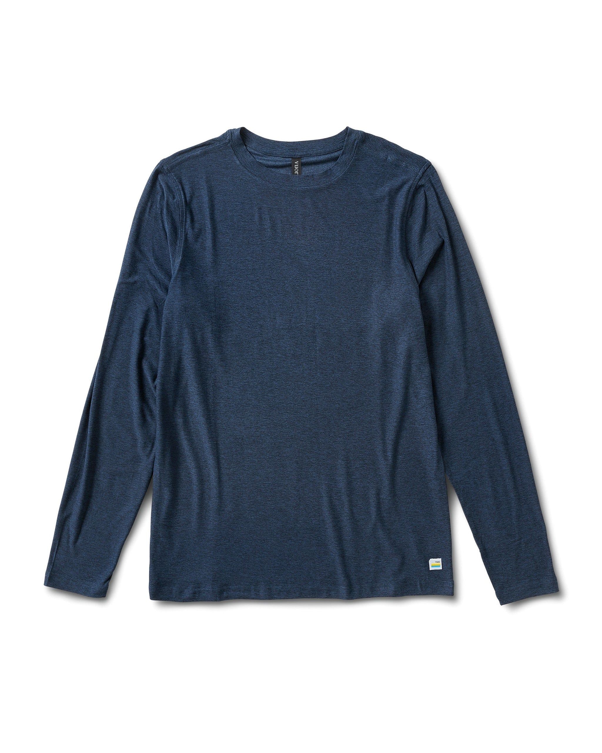 Long-Sleeve Strato Tech Tee | Navy Heather sold by Vuori