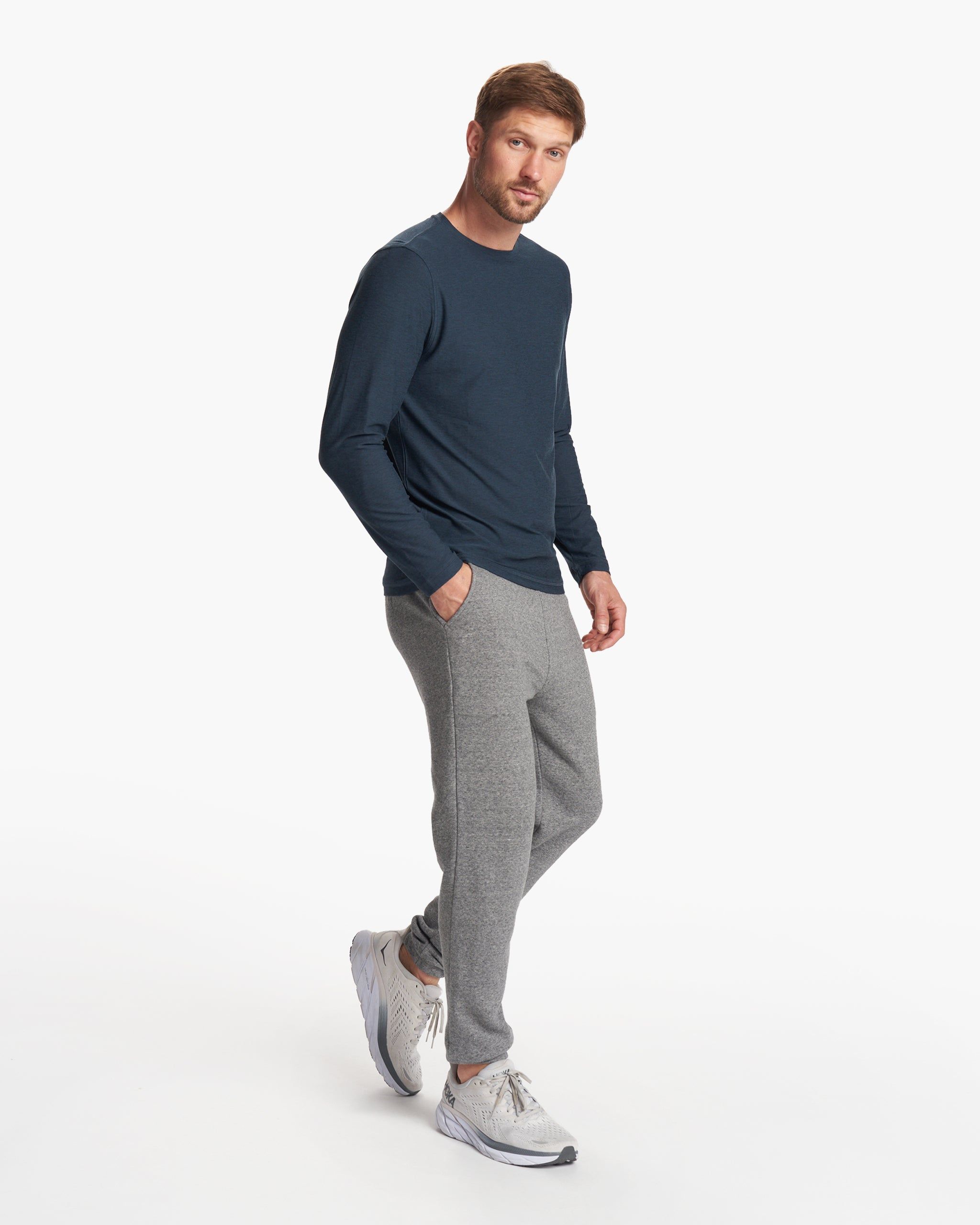 Long-Sleeve Strato Tech Tee | Navy Heather sold by Vuori product image thumbnail 6