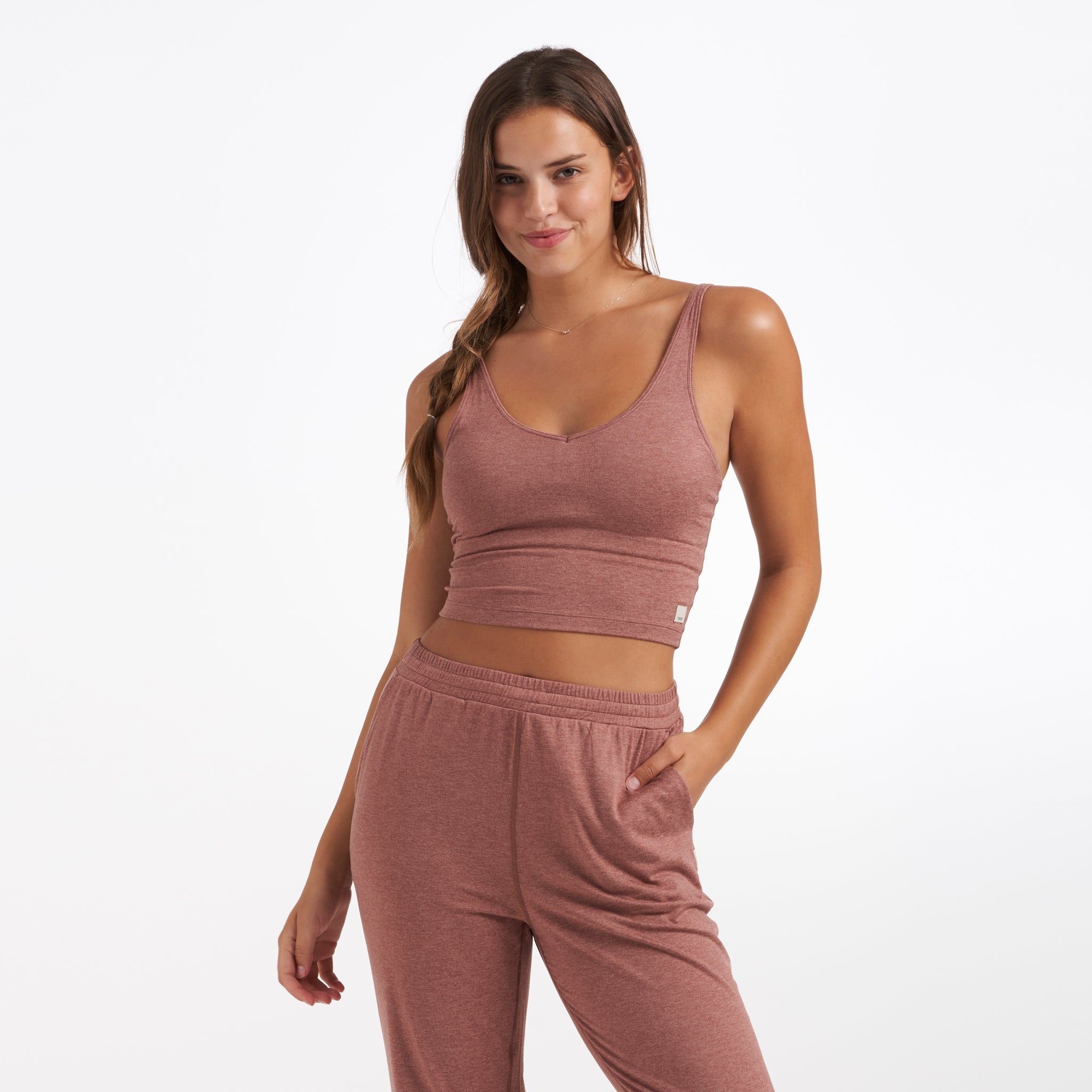 Halo Performance Crop | Light Terracotta Heather sold by Vuori