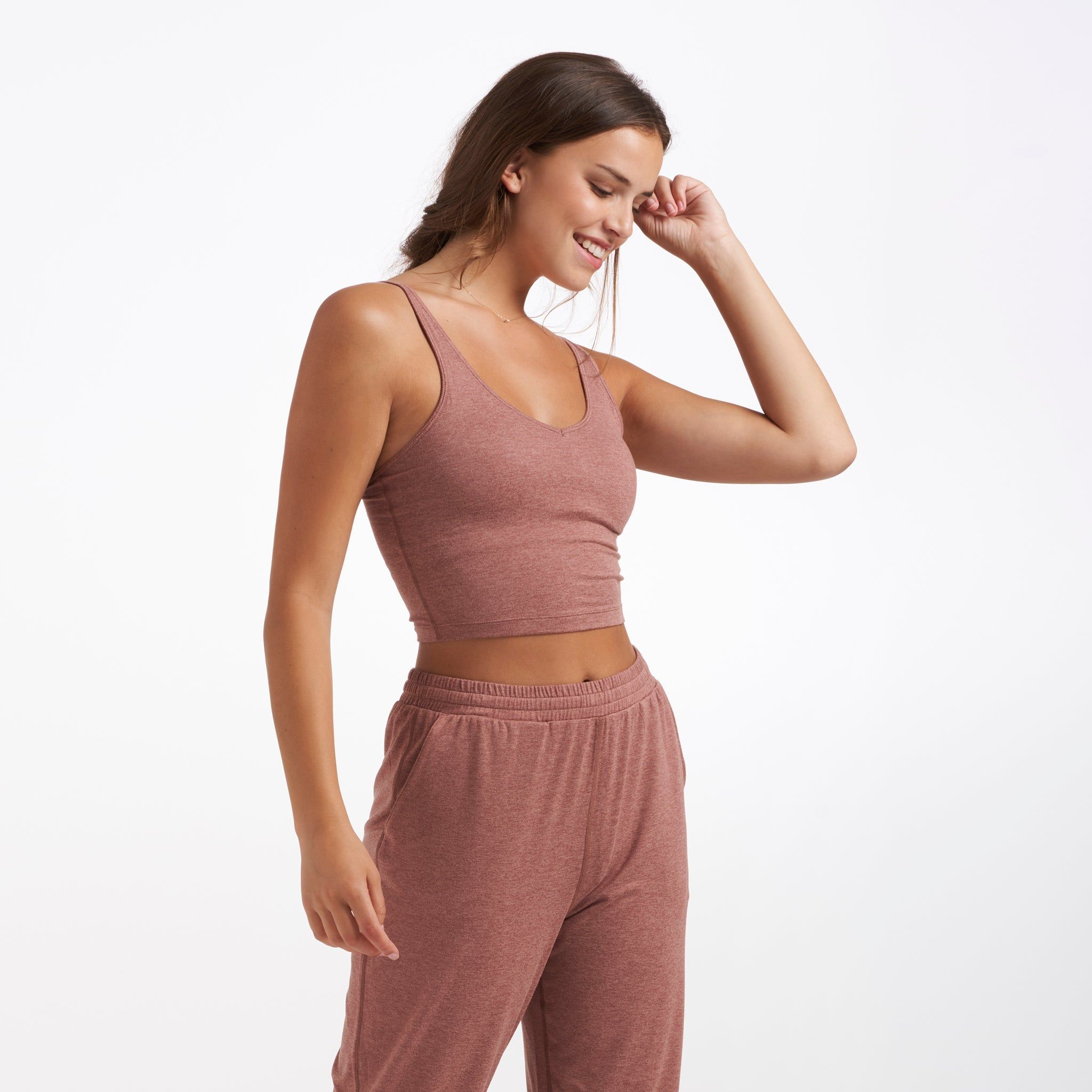 Halo Performance Crop | Light Terracotta Heather sold by Vuori product image thumbnail 3