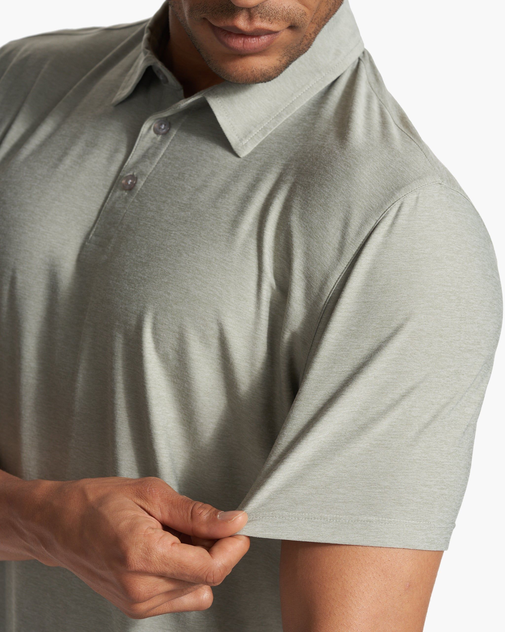 Strato Tech Polo | White Sage Heather sold by Vuori product image thumbnail 7