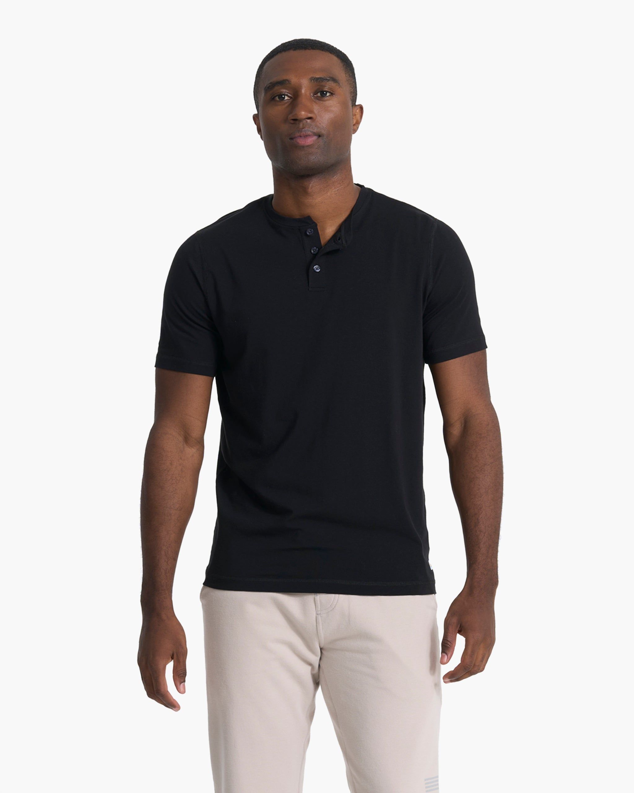 Short-Sleeve Ever Henley | Black sold by Vuori product image thumbnail 2
