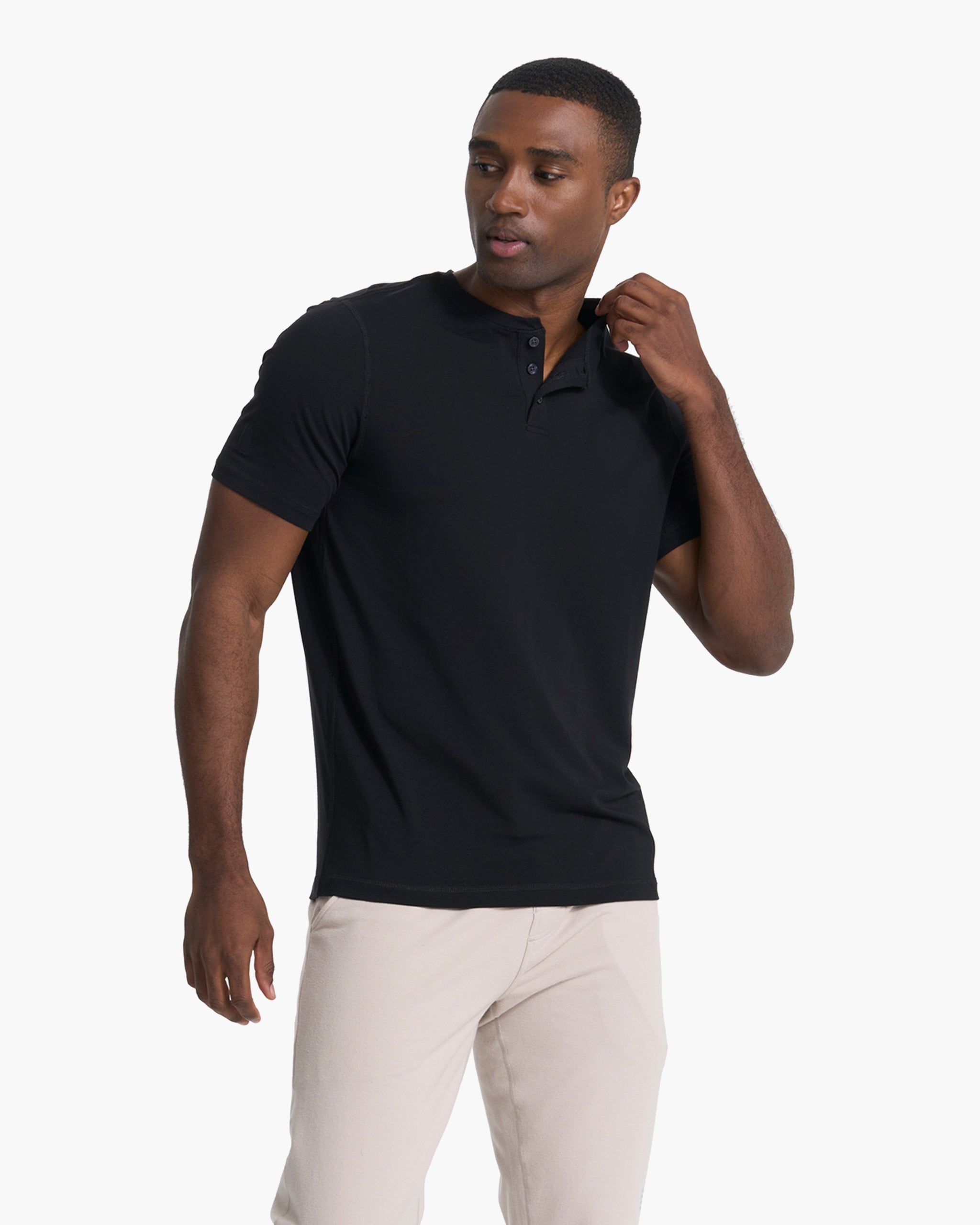 Short-Sleeve Ever Henley | Black sold by Vuori product image thumbnail 5