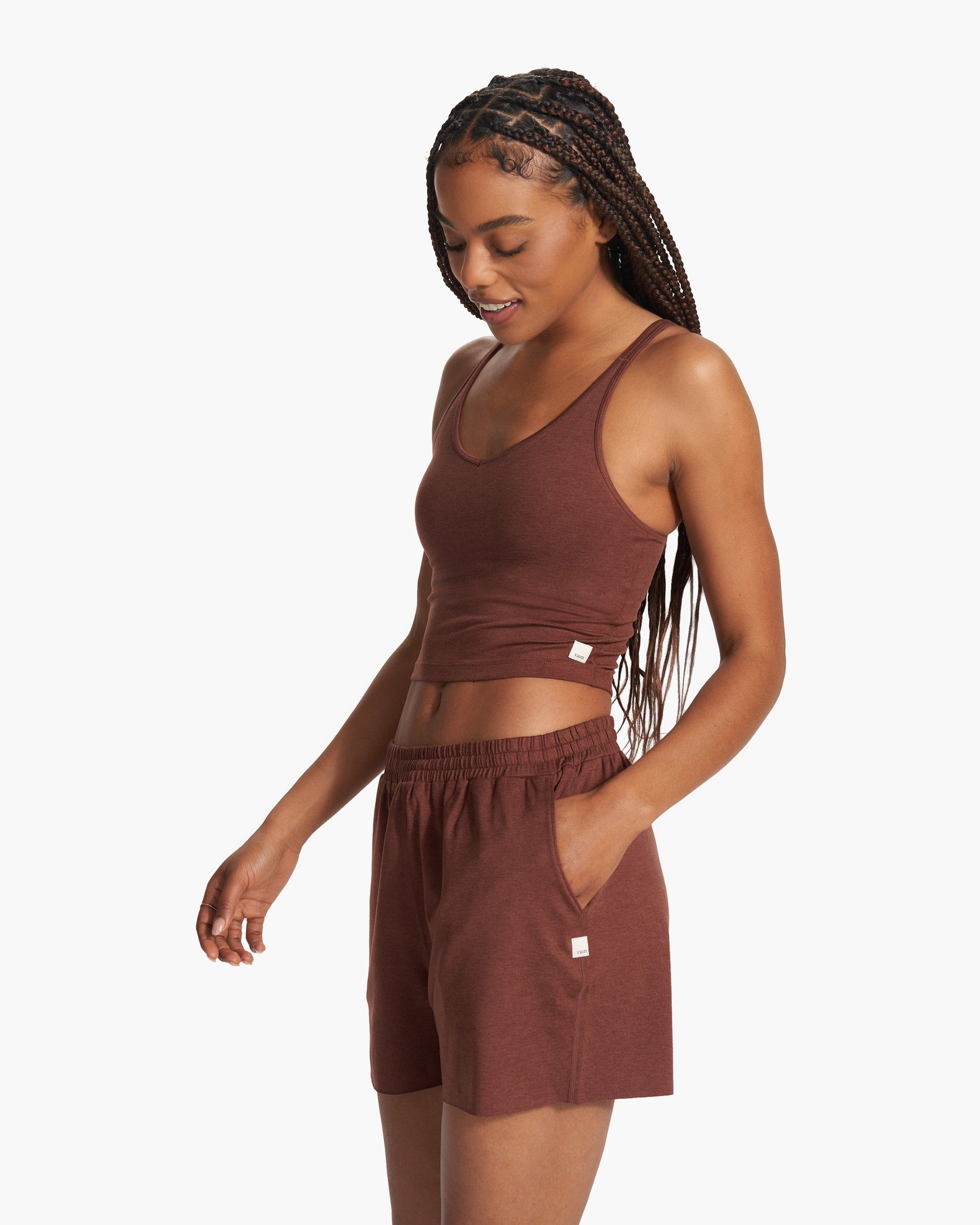 Halo Performance Crop | Cedar Heather sold by Vuori
