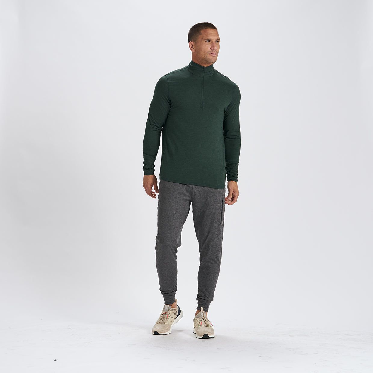Ease Performance Half Zip | Blackened Green Heather sold by Vuori product image thumbnail 4