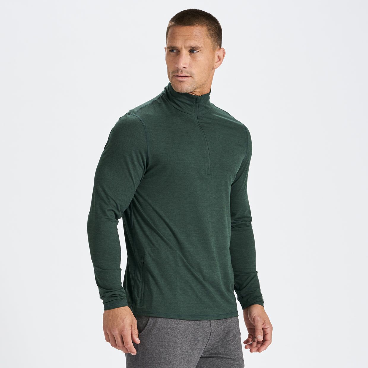Ease Performance Half Zip | Blackened Green Heather sold by Vuori product image thumbnail 2