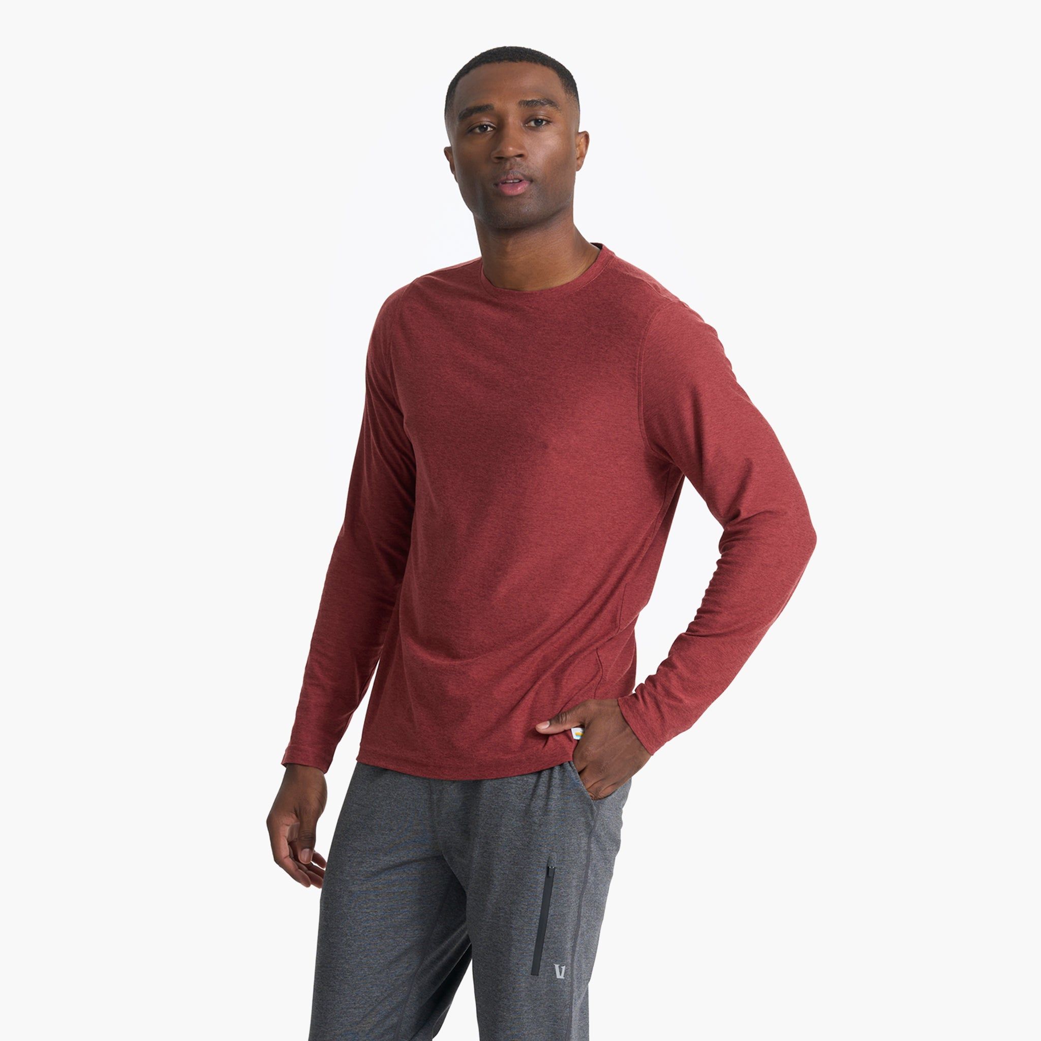 Long-Sleeve Strato Tech Tee | Currant Heather sold by Vuori product image thumbnail 2