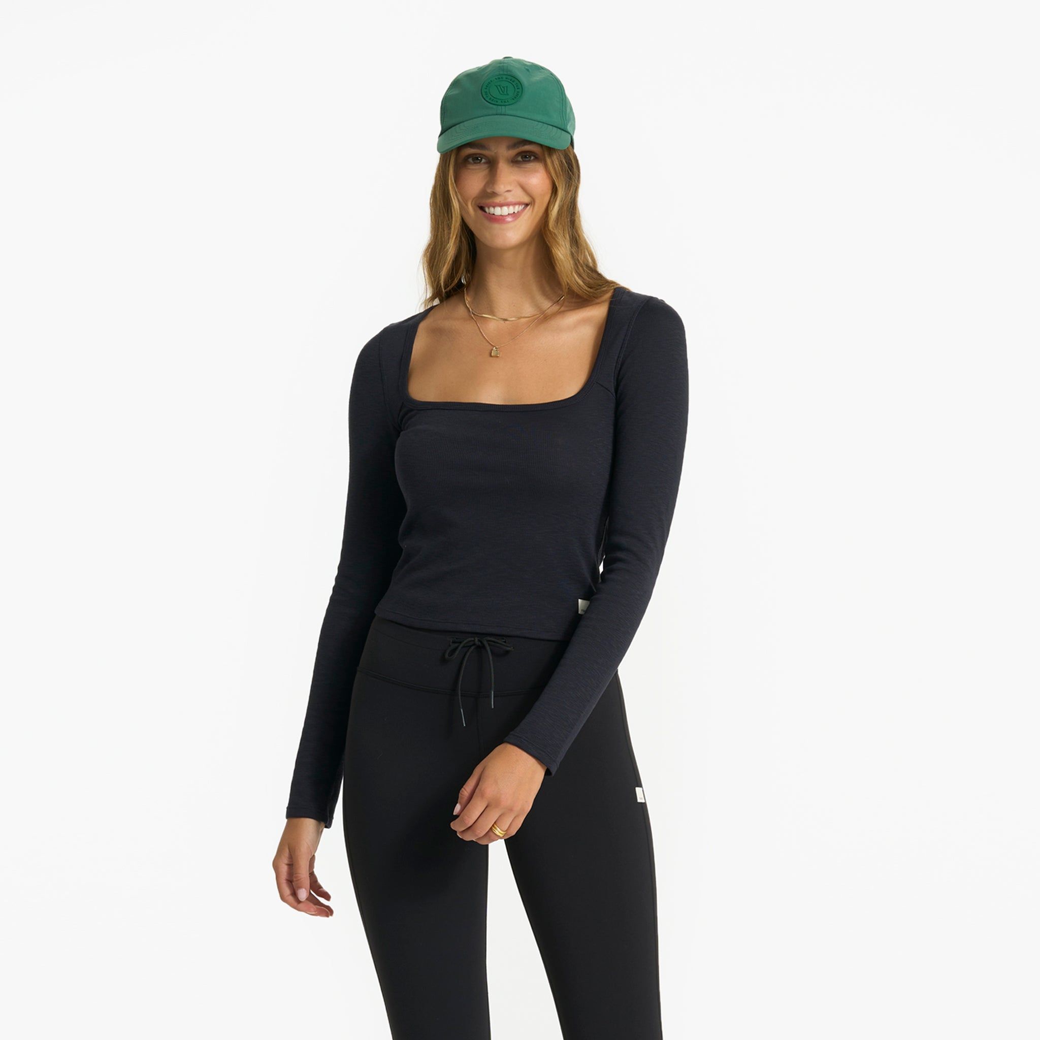 Long-Sleeve Sunrise Square Neck | Black sold by Vuori