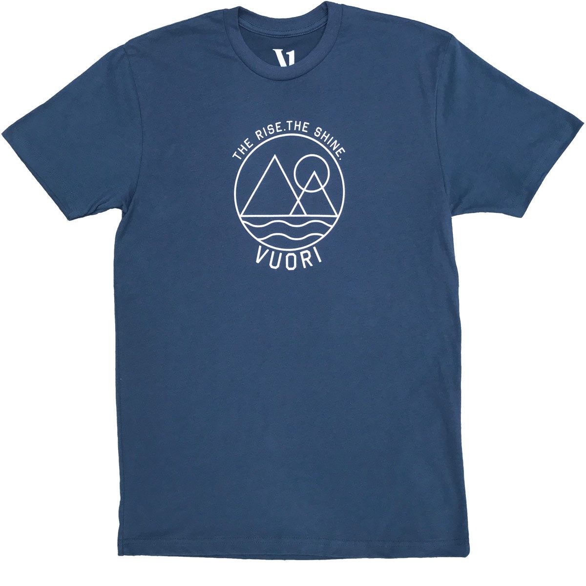 The Rise The Shine Tee | Navy sold by Vuori