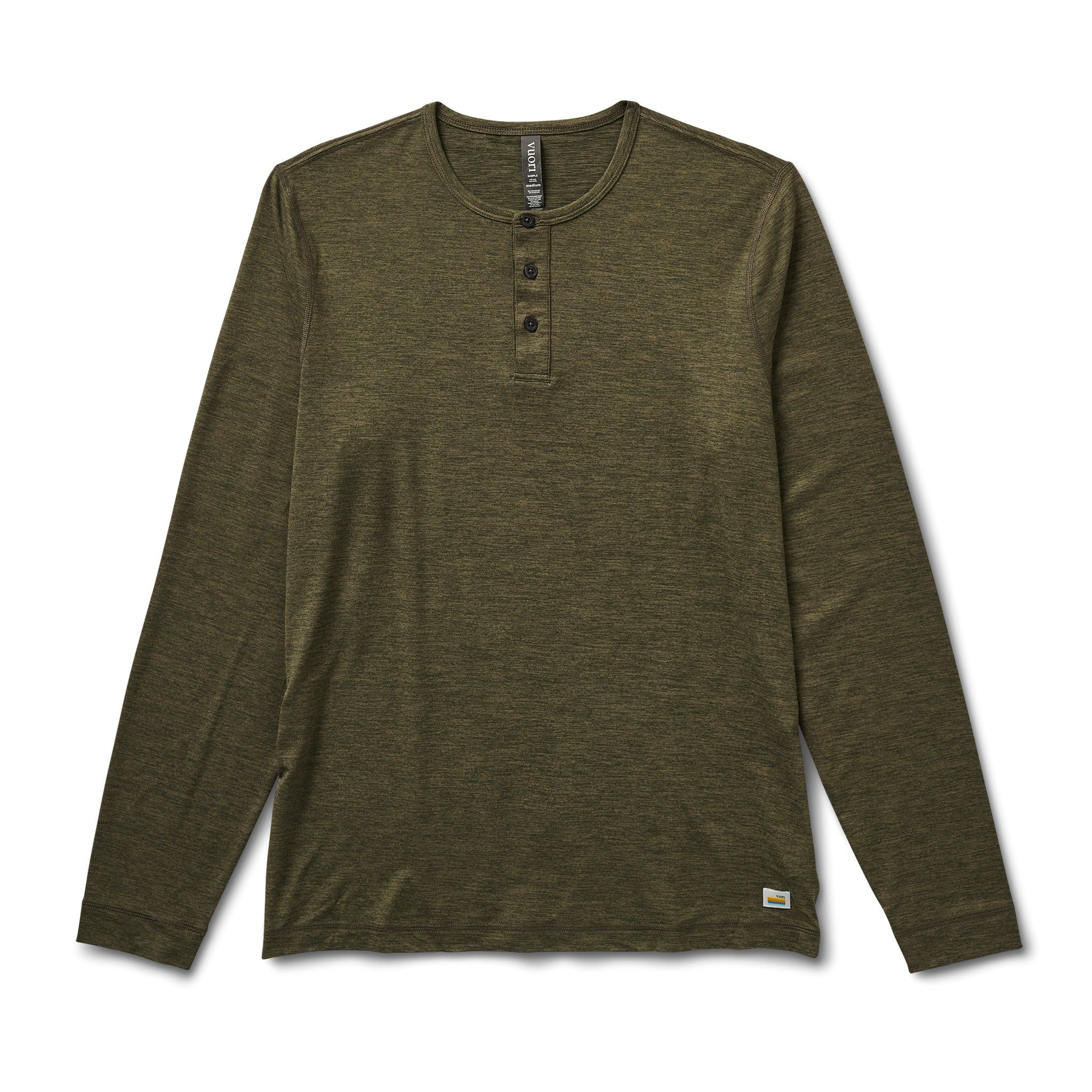 Long-Sleeve Ease Performance Henley | Oregano Heather sold by Vuori