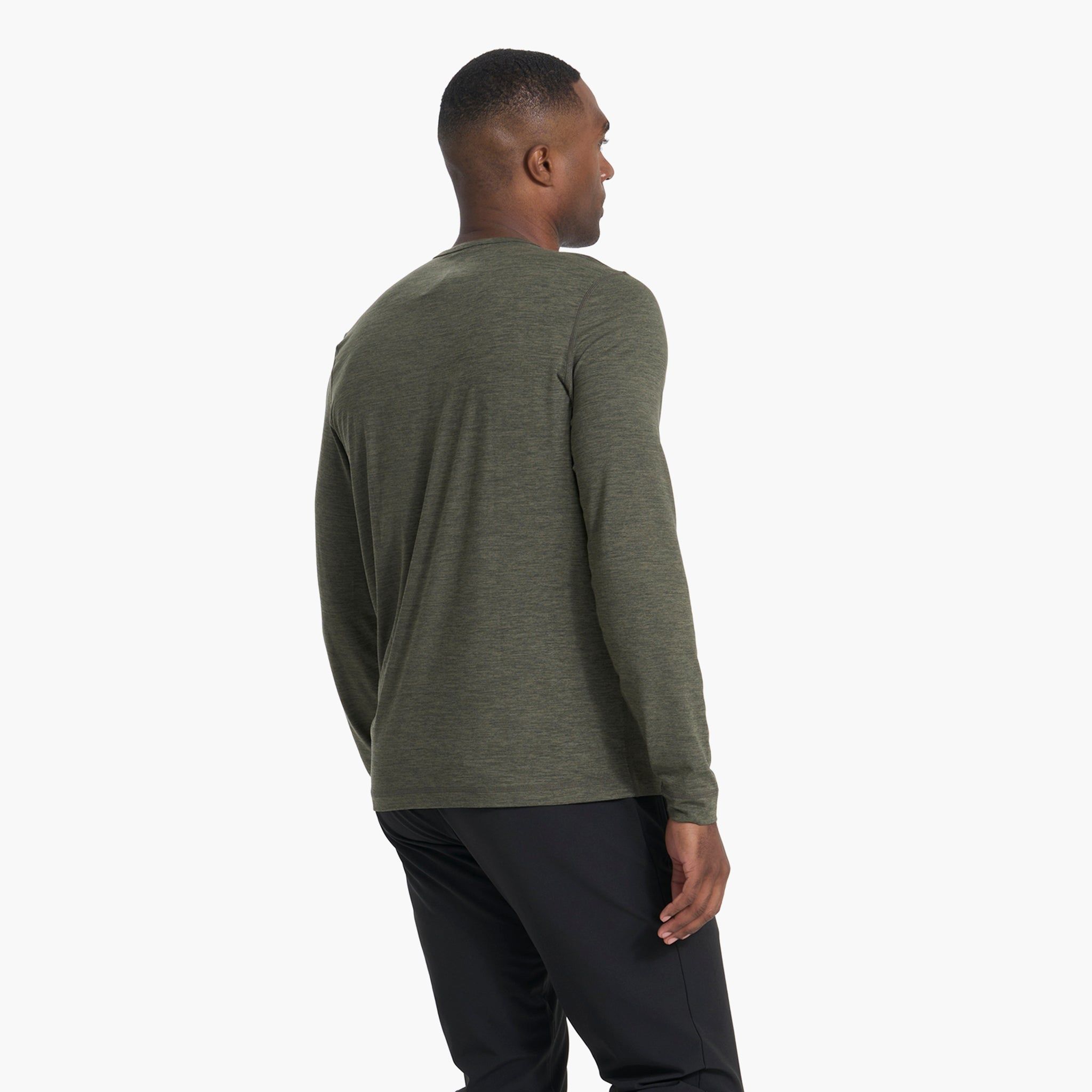 Long-Sleeve Ease Performance Henley | Oregano Heather sold by Vuori product image thumbnail 4