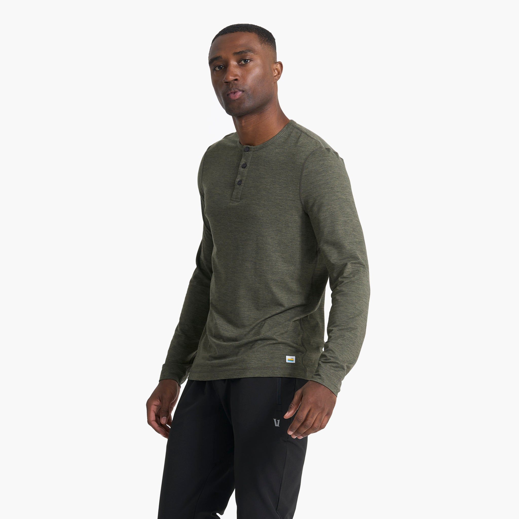 Long-Sleeve Ease Performance Henley | Oregano Heather sold by Vuori product image thumbnail 2
