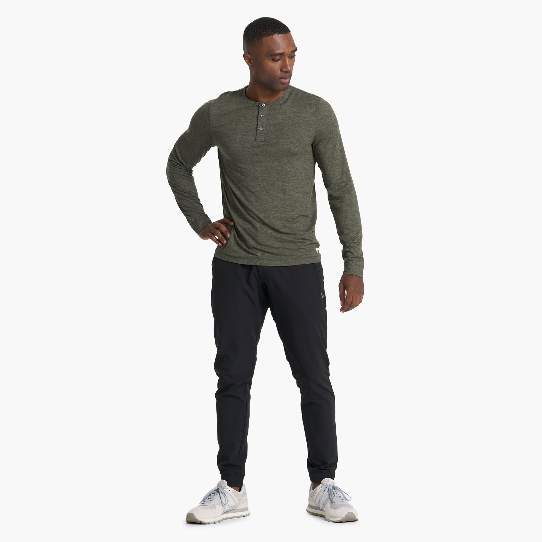 Long-Sleeve Ease Performance Henley | Oregano Heather sold by Vuori product image thumbnail 6