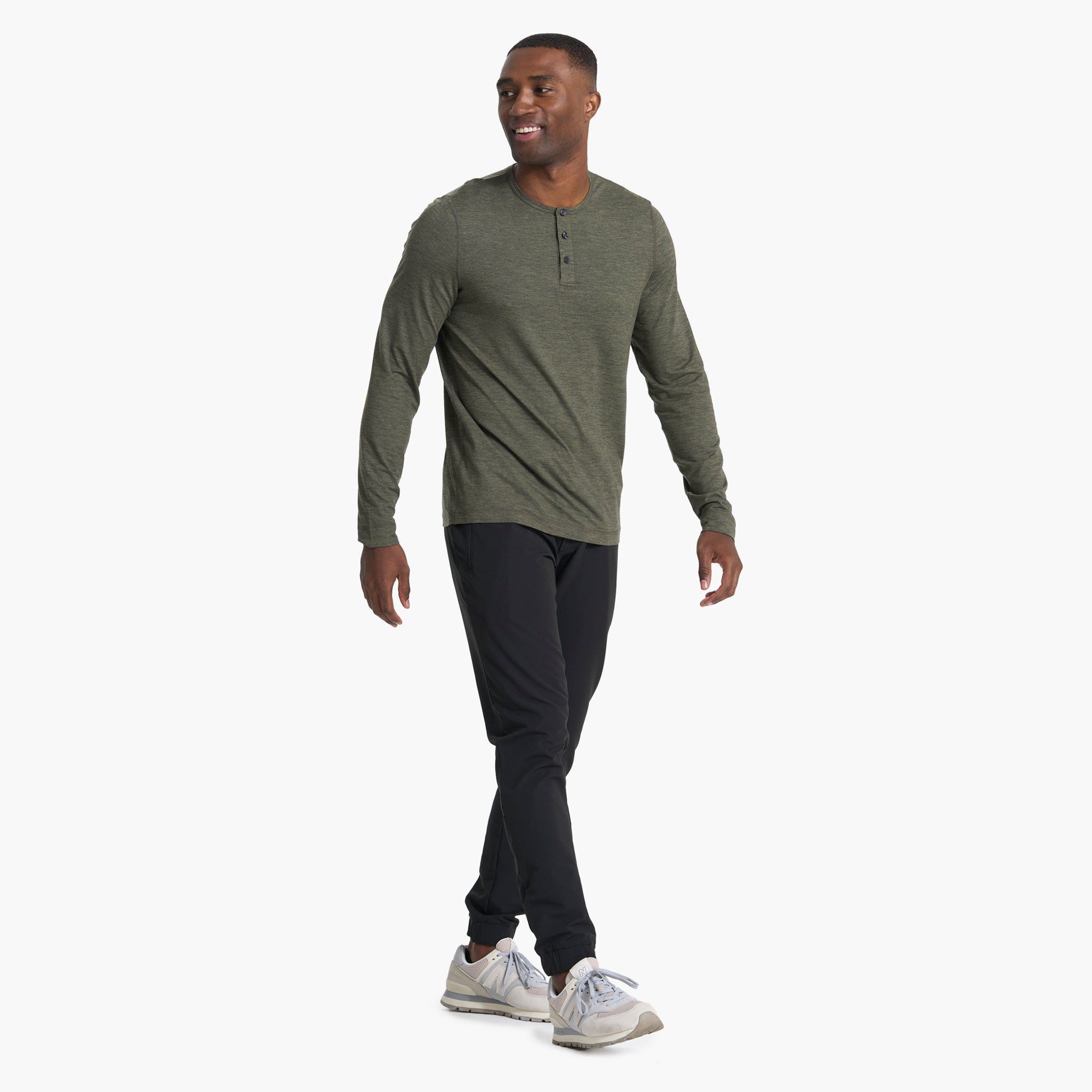 Long-Sleeve Ease Performance Henley | Oregano Heather sold by Vuori product image thumbnail 5