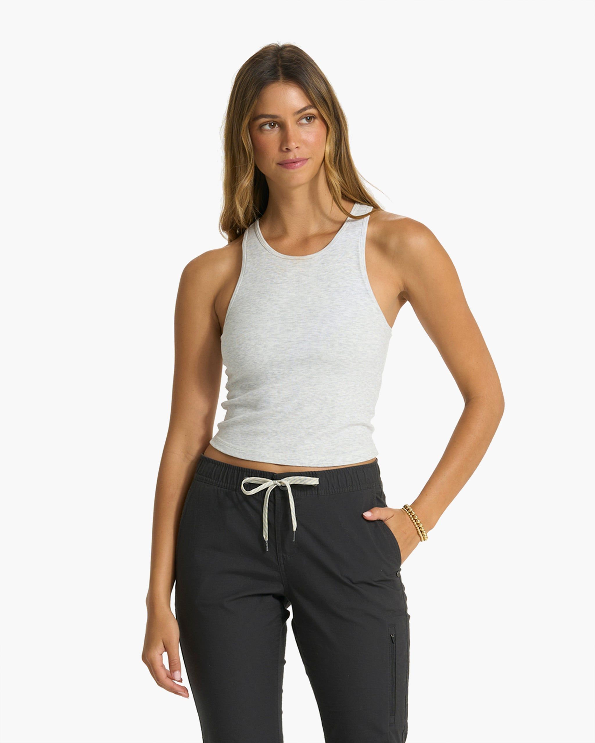 Pose Plyo Tank | White Heather sold by Vuori