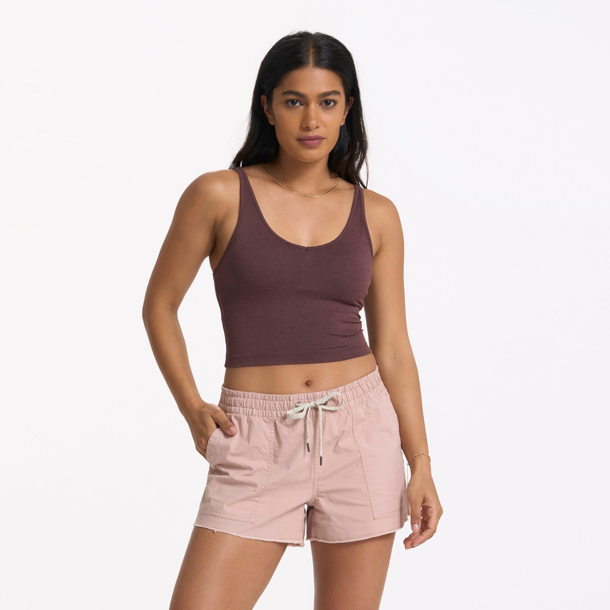 Halo Performance Crop | Chestnut Heather sold by Vuori product image thumbnail 3