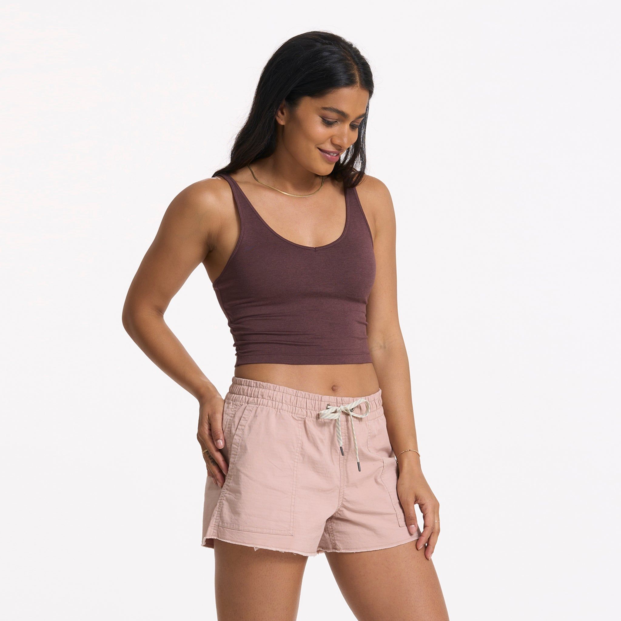Halo Performance Crop | Chestnut Heather sold by Vuori