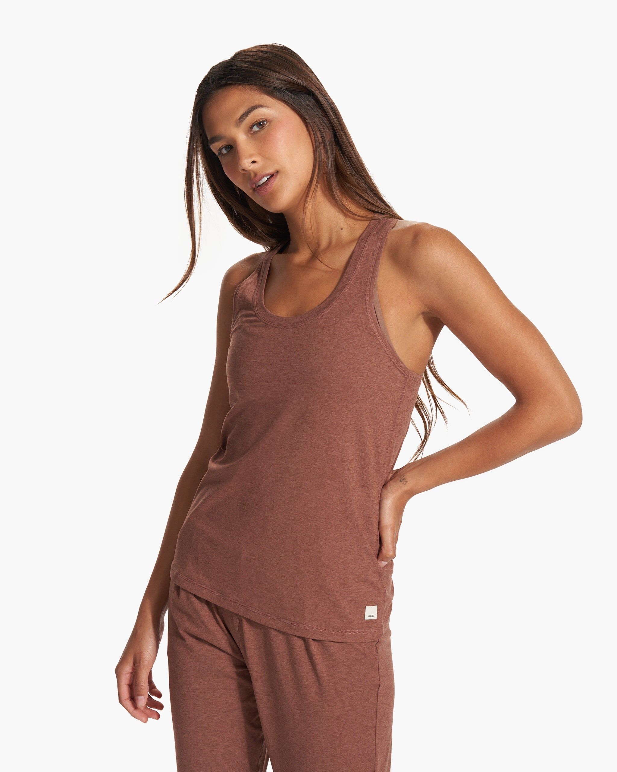 Lux Performance Tank | Hazelnut Heather sold by Vuori