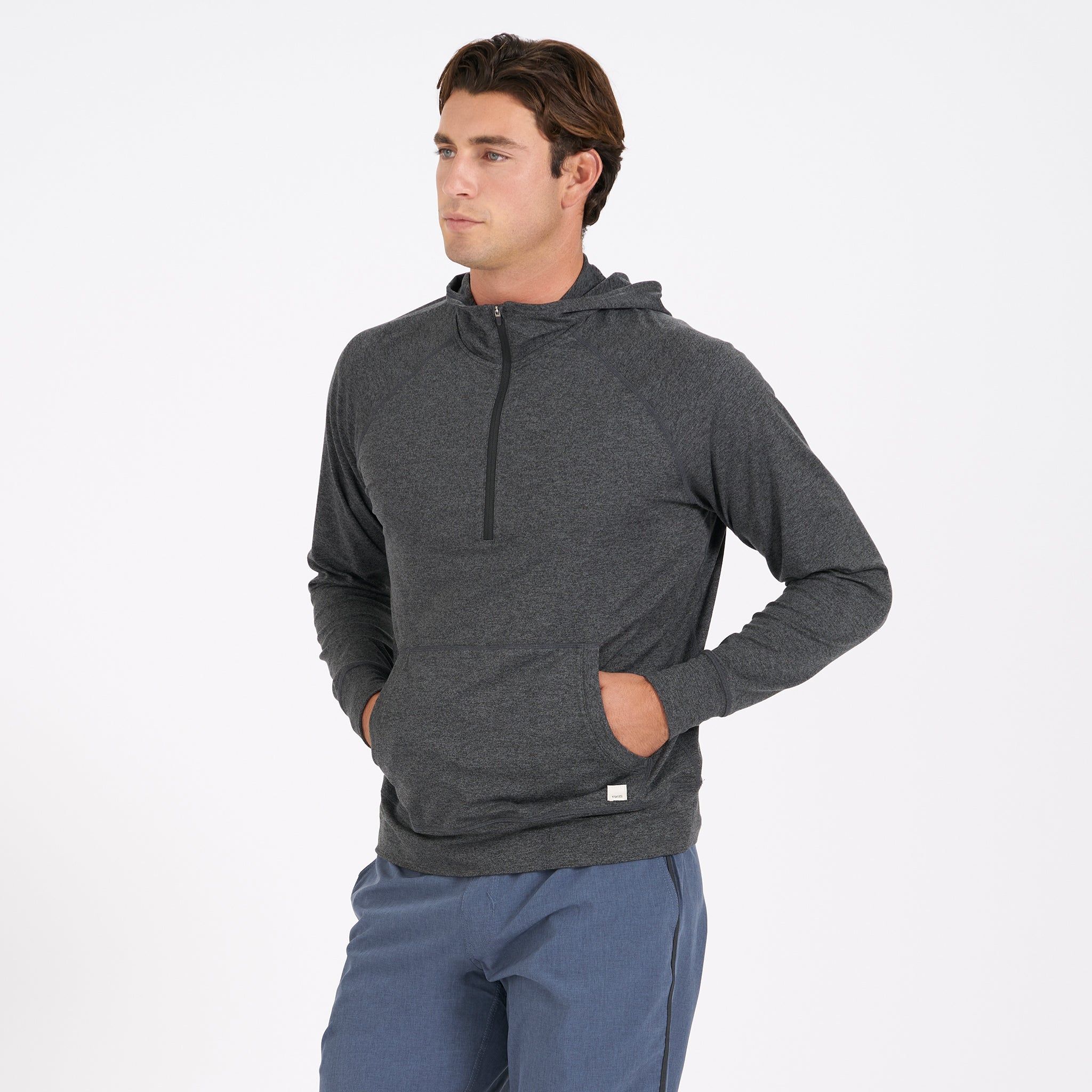 Ponto Performance Half Zip Hoodie | Charcoal Heather sold by Vuori product image thumbnail 3