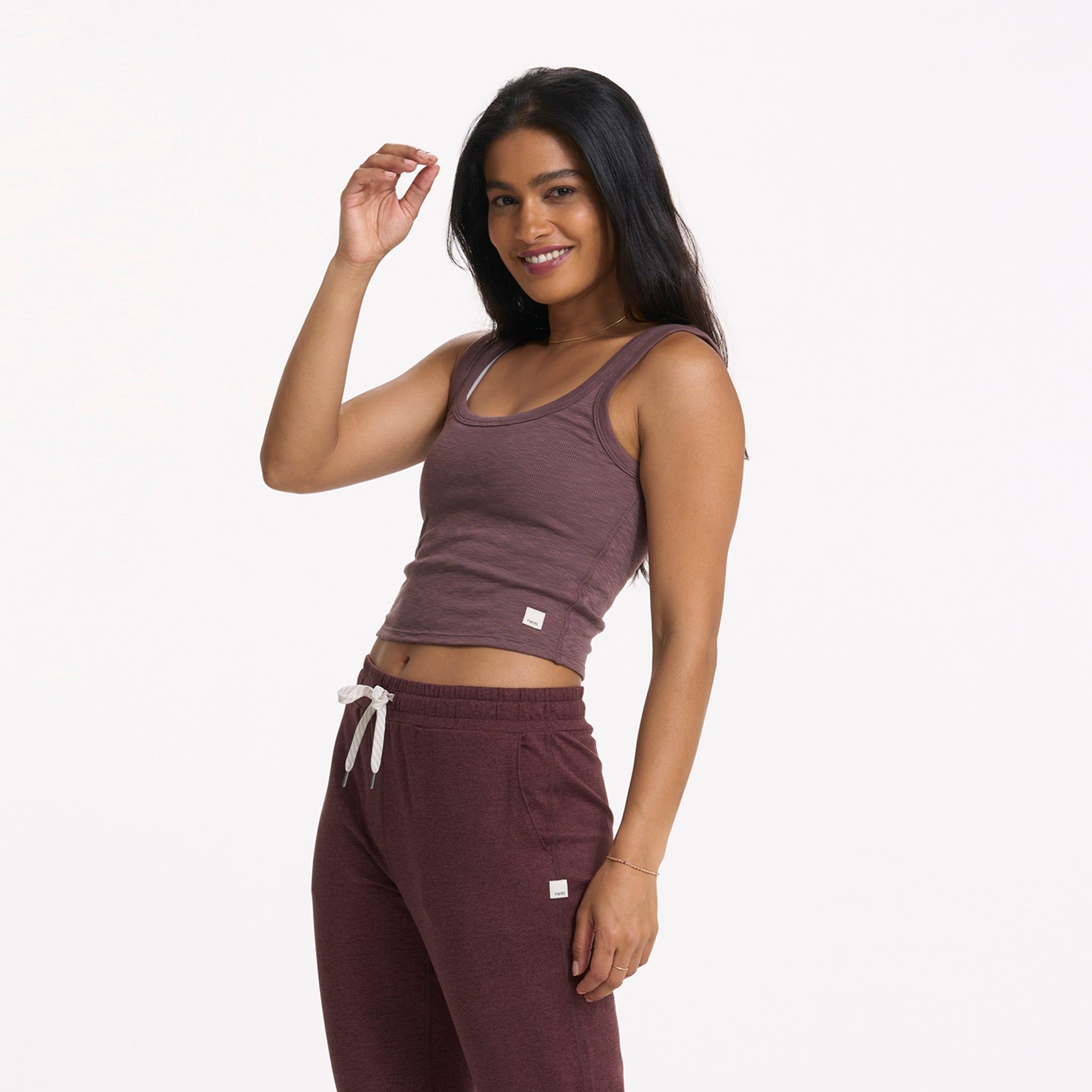 Sunrise Crop Tank | Chestnut sold by Vuori