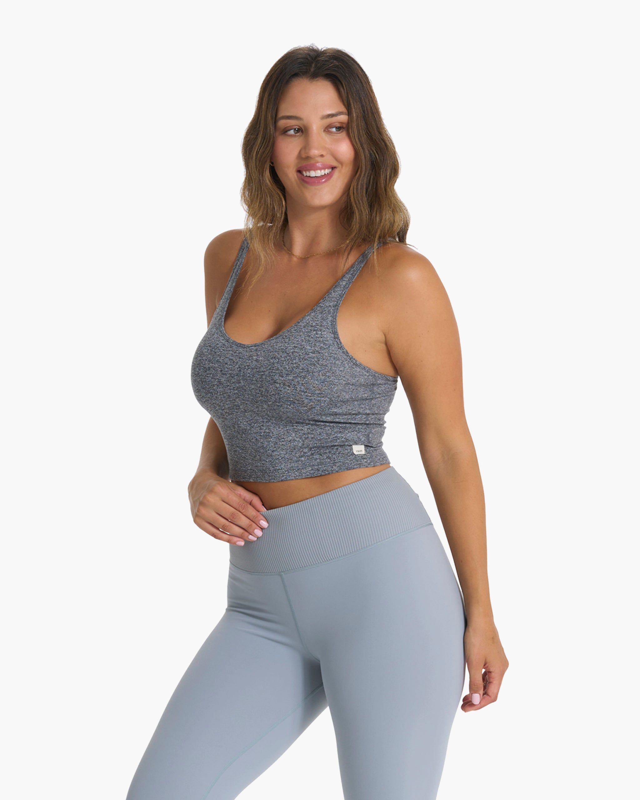 Halo Performance Crop | Heather Grey sold by Vuori