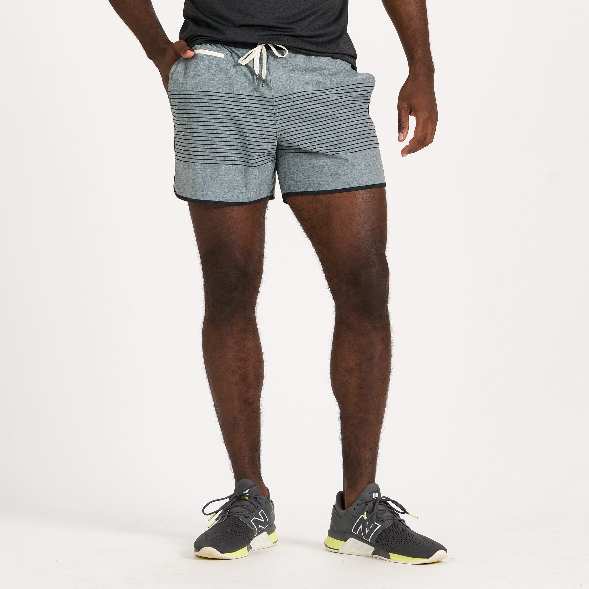 Banks Short 5" | Steel Blue Linen Texture Stripe sold by Vuori product image thumbnail 2