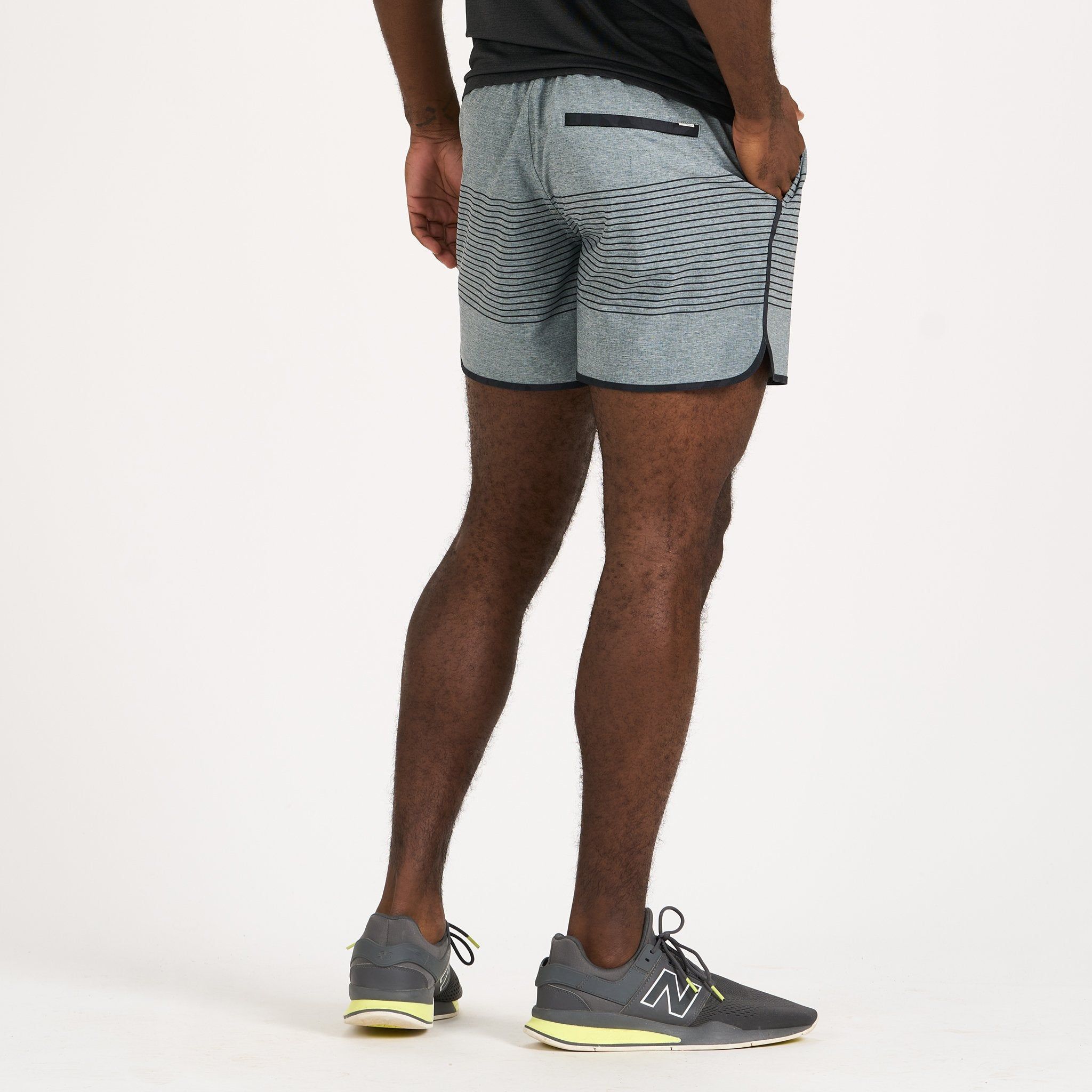 Banks Short 5" | Steel Blue Linen Texture Stripe sold by Vuori product image thumbnail 3