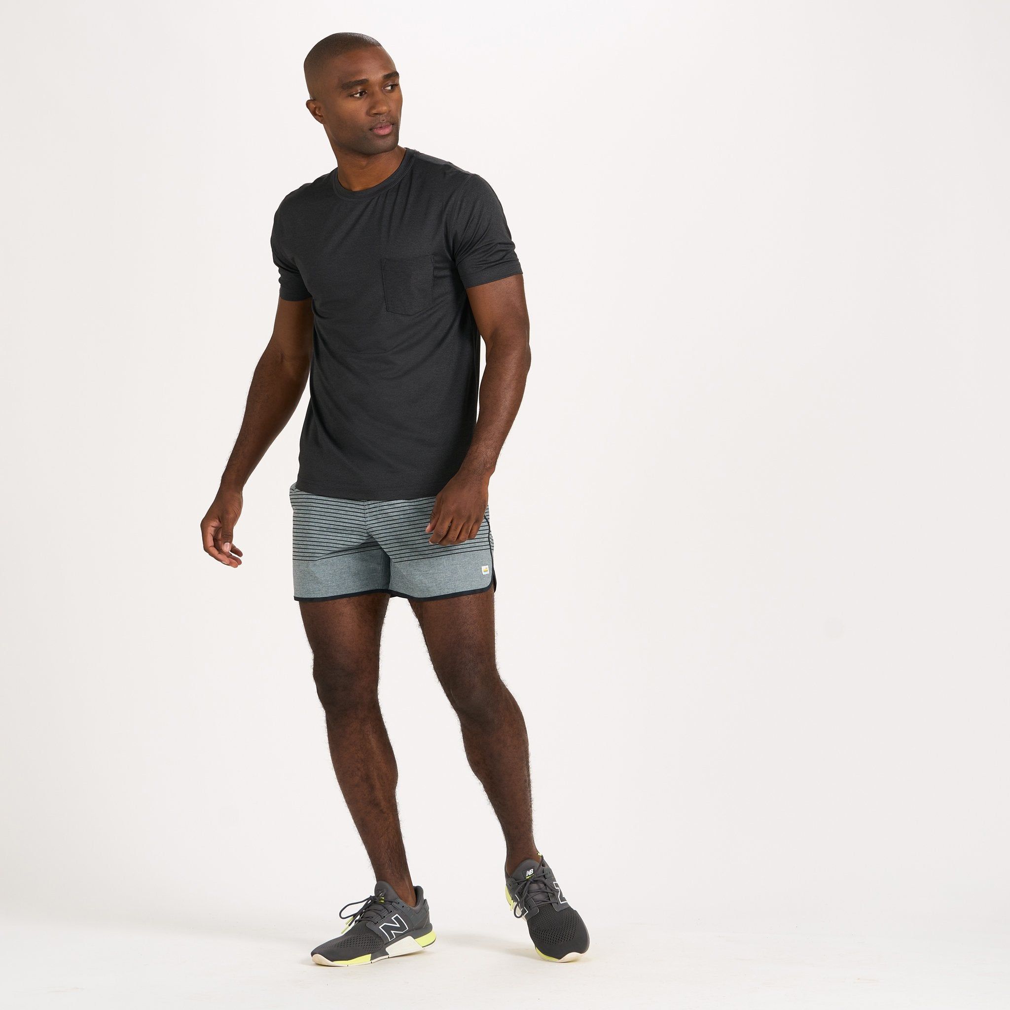 Banks Short 5" | Steel Blue Linen Texture Stripe sold by Vuori product image thumbnail 4