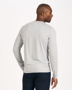 Long-Sleeve Ease Performance Henley | Light Heather Grey sold by Vuori