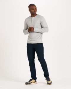 Long-Sleeve Ease Performance Henley | Light Heather Grey sold by Vuori
