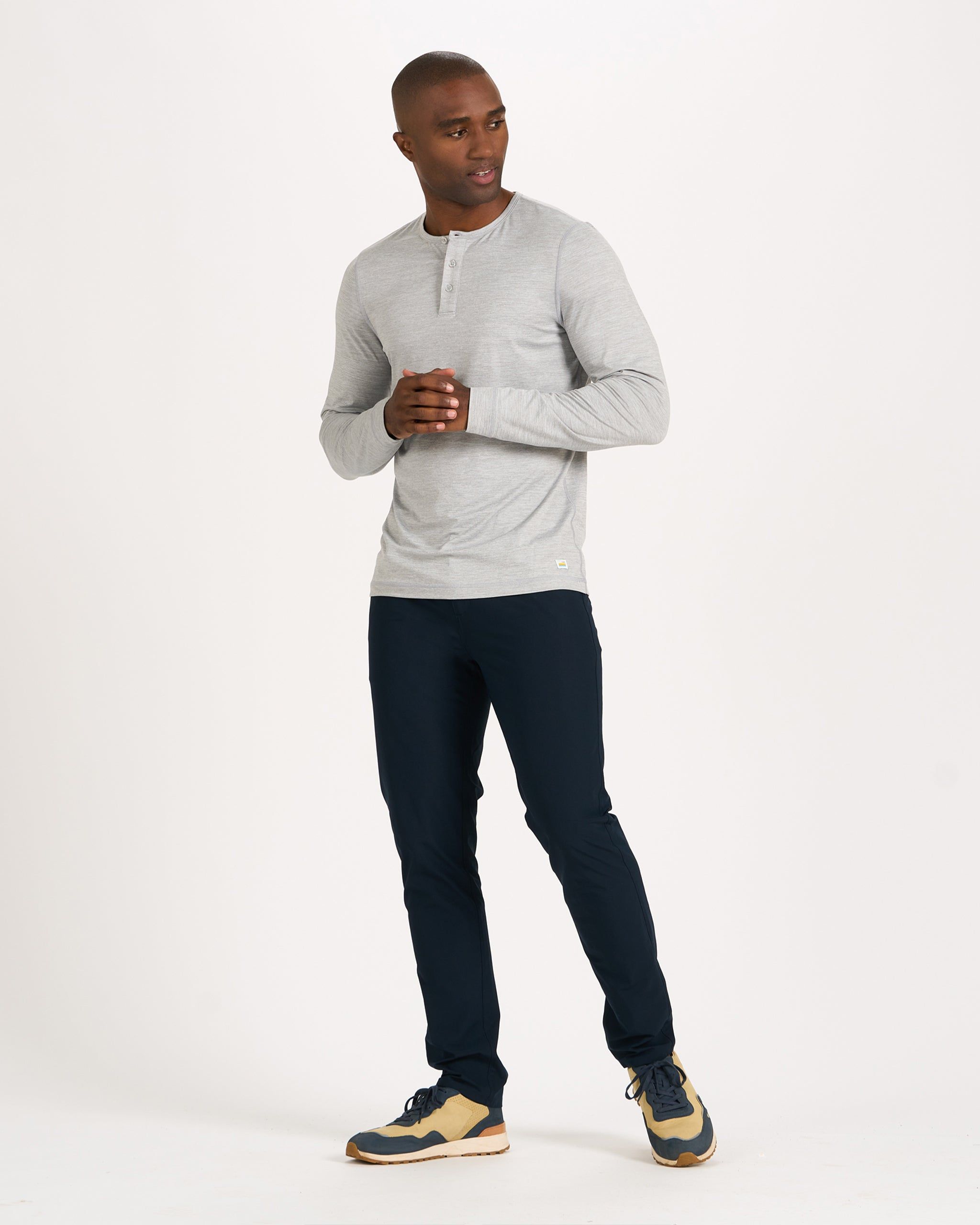 Long-Sleeve Ease Performance Henley | Light Heather Grey sold by Vuori product image thumbnail 5