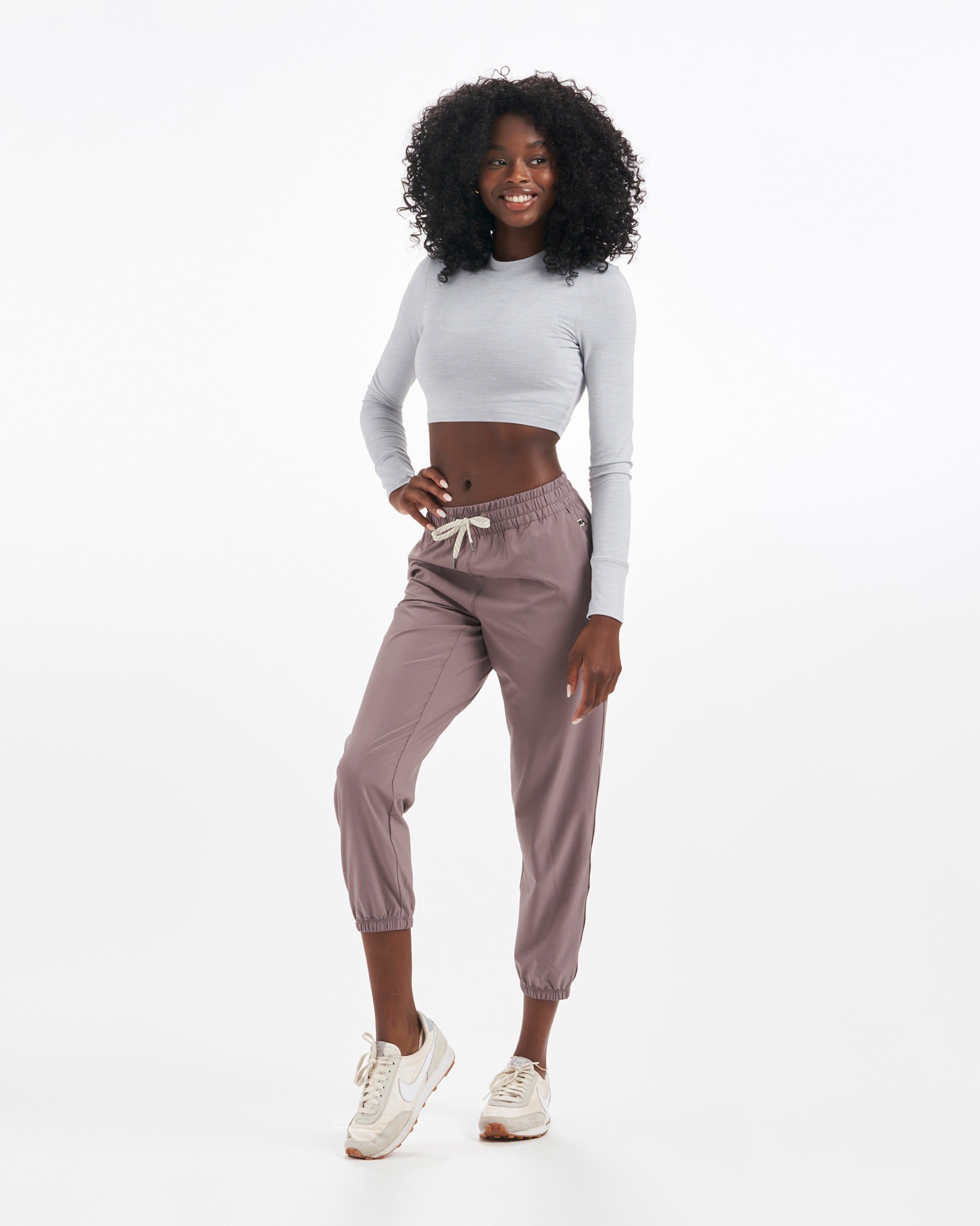 Long-Sleeve Lux Crop Tee | Platinum Heather sold by Vuori product image thumbnail 4