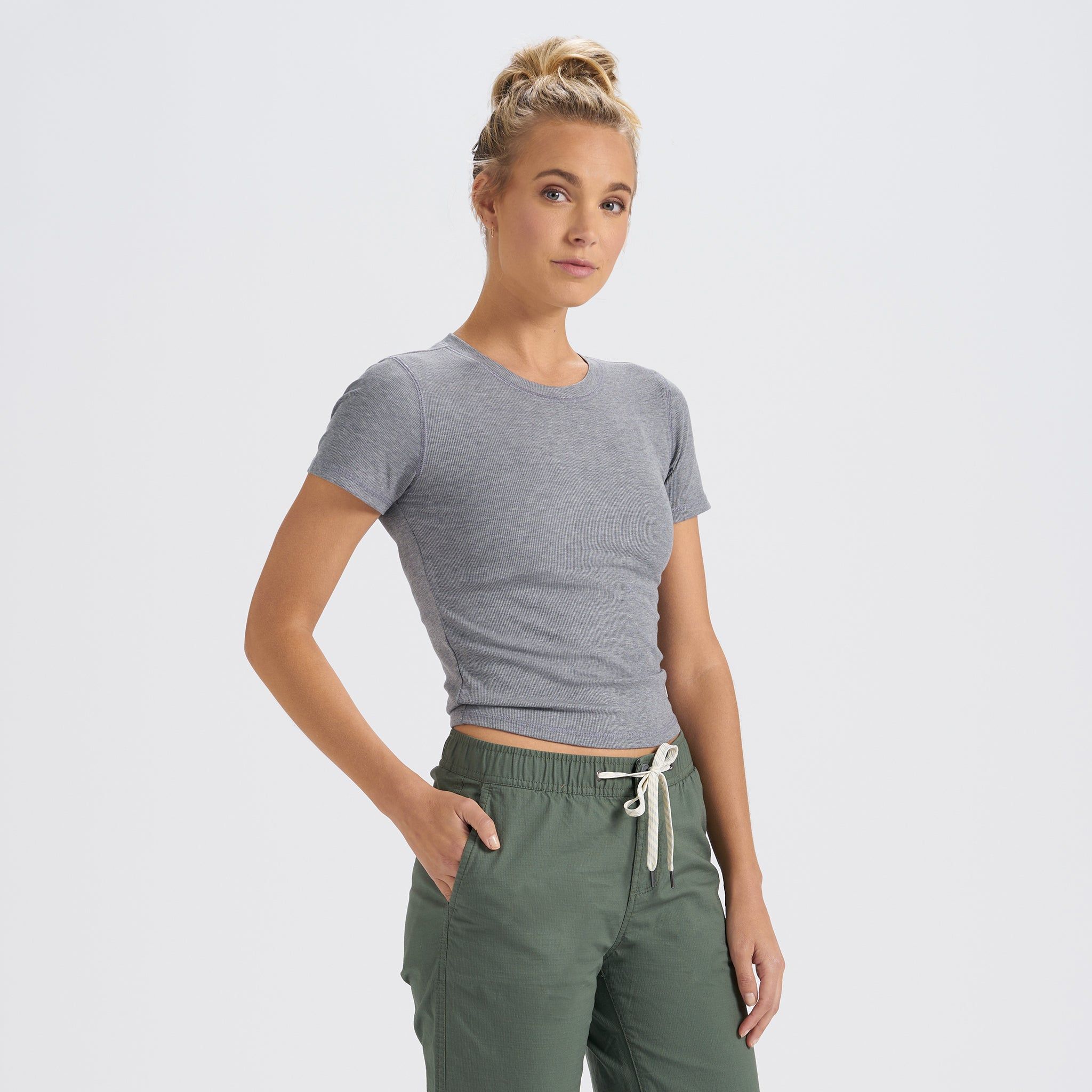 Pose Fitted Tee | Medium Heather Grey sold by Vuori product image thumbnail 6