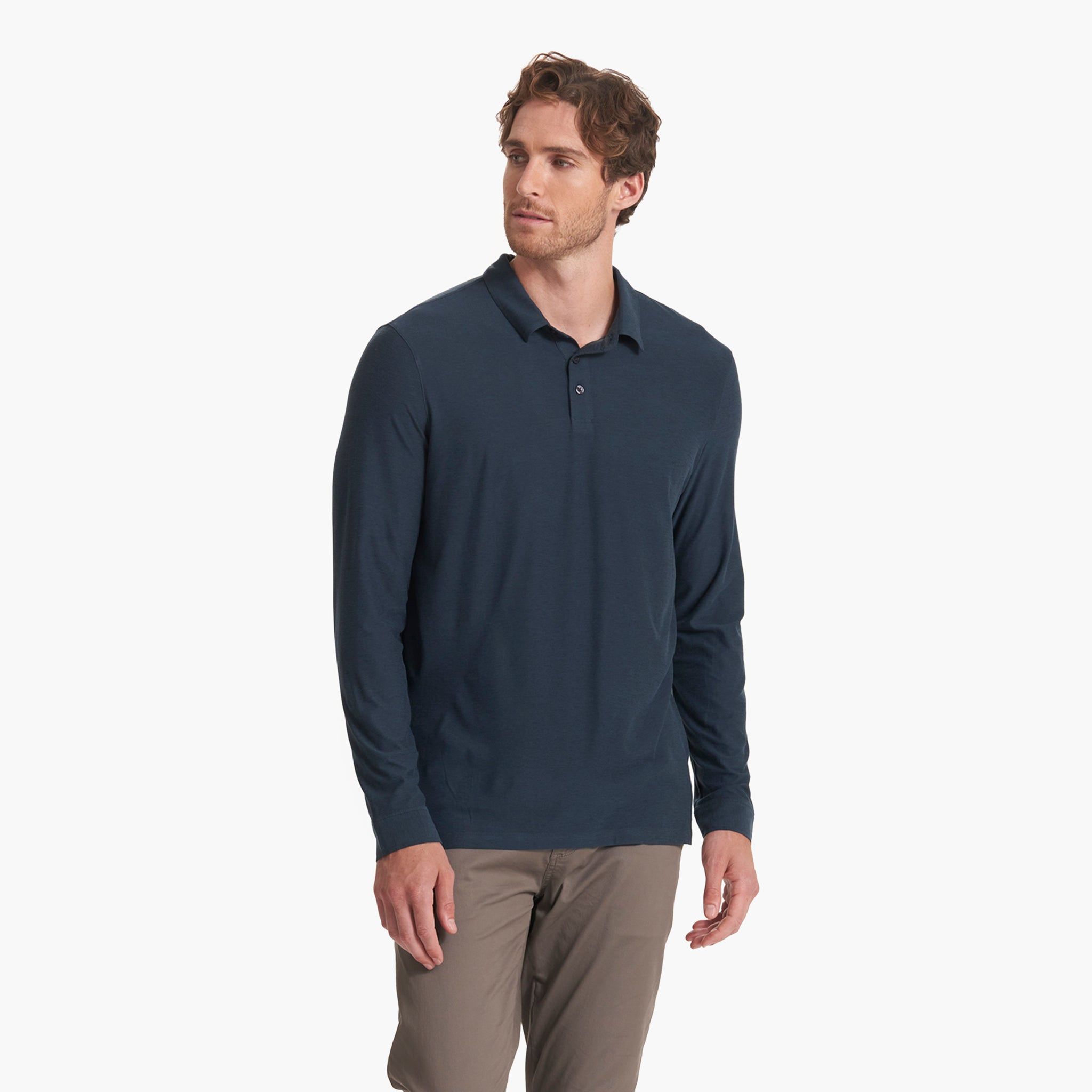Long Sleeve Strato Tech Polo | Navy Heather sold by Vuori product image thumbnail 2