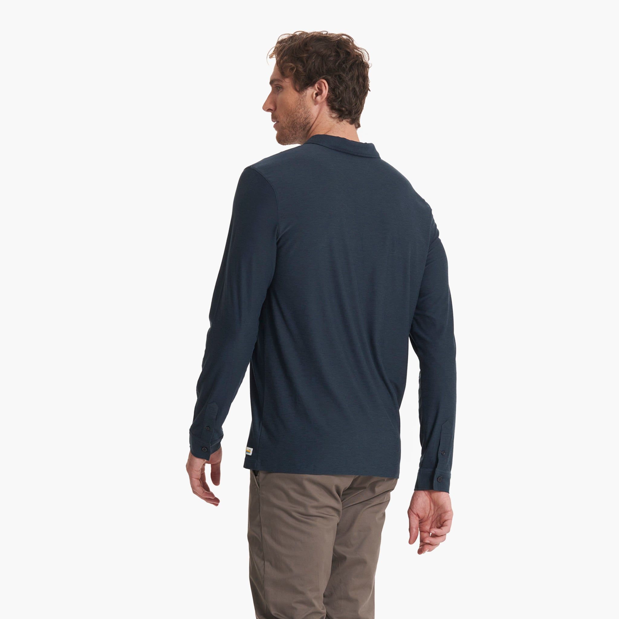 Long Sleeve Strato Tech Polo | Navy Heather sold by Vuori product image thumbnail 4