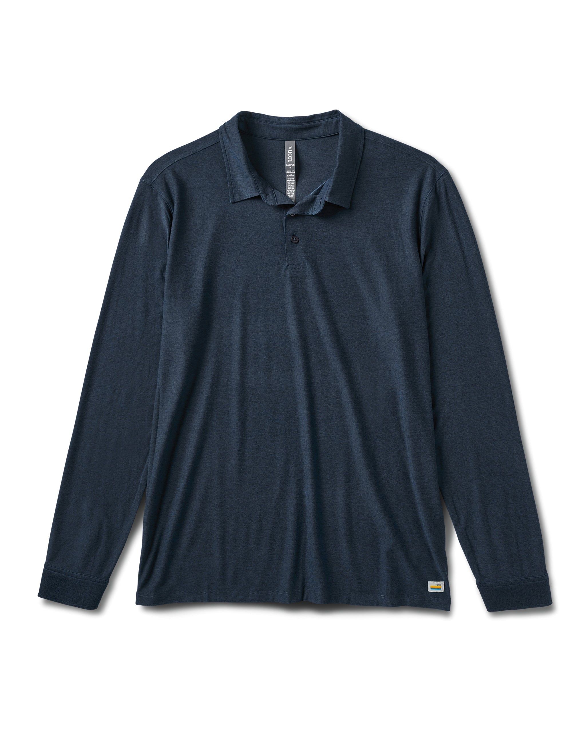 Long Sleeve Strato Tech Polo | Navy Heather sold by Vuori