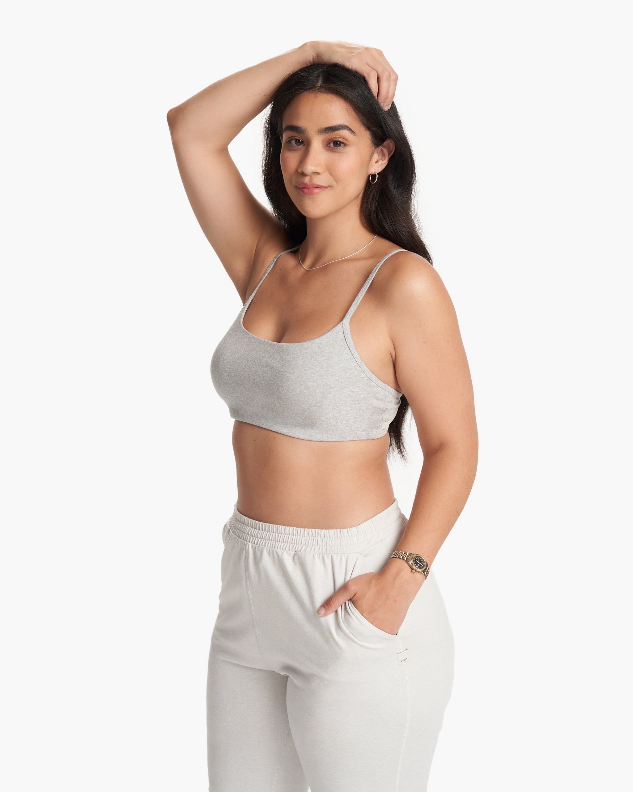Halo Essential Bra | Pale Grey Heather sold by Vuori