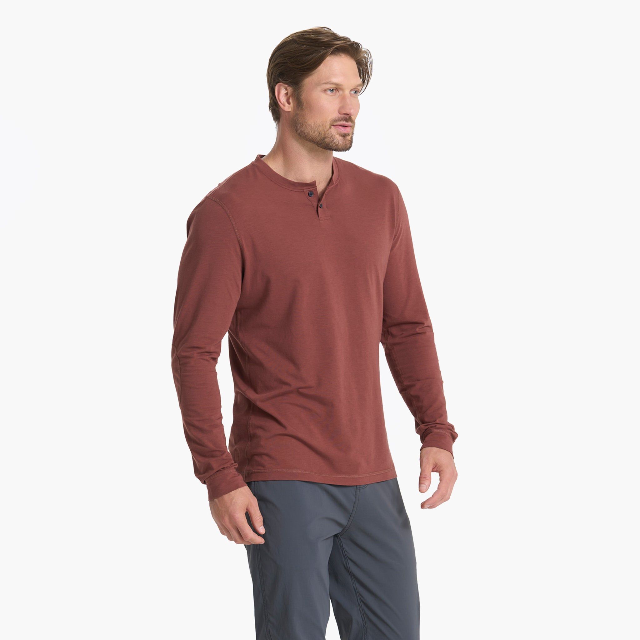 Long-Sleeve Ever Henley | Cedar sold by Vuori product image thumbnail 3