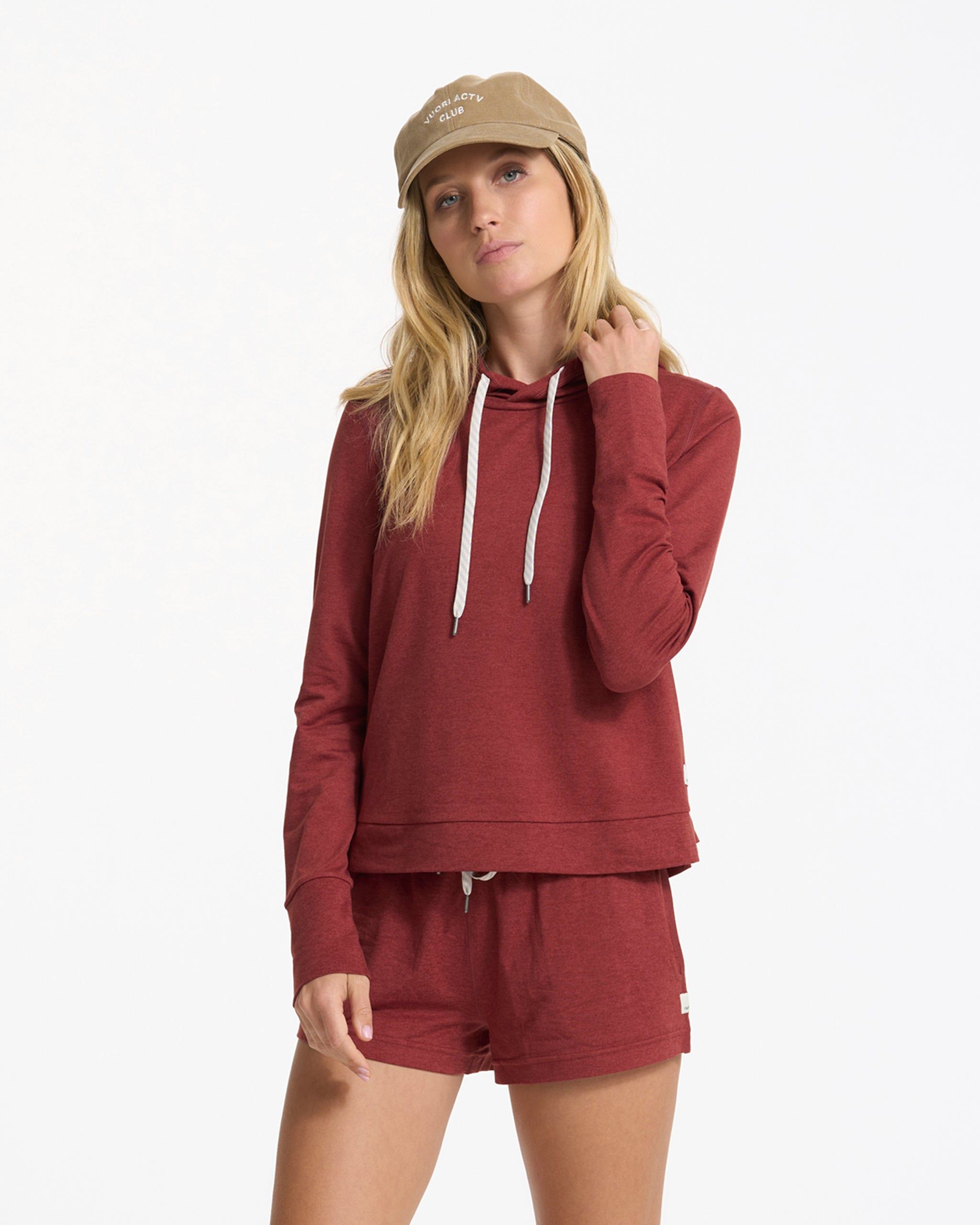 Halo Essential Hoodie | Currant Heather sold by Vuori