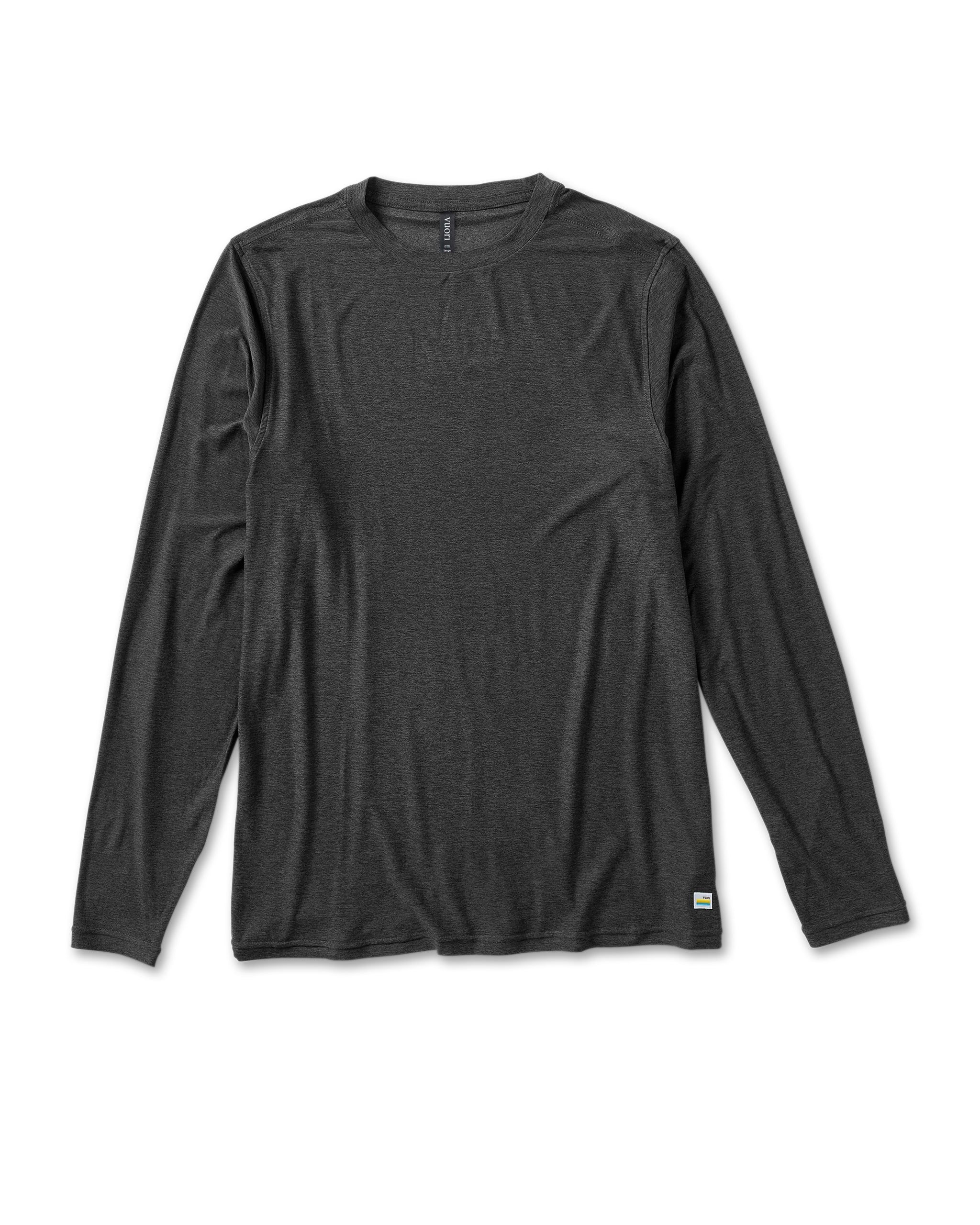 Long-Sleeve Strato Tech Tee | Charcoal Heather sold by Vuori