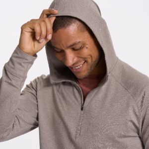 Ponto Performance Half Zip Hoodie | Walnut Heather sold by Vuori