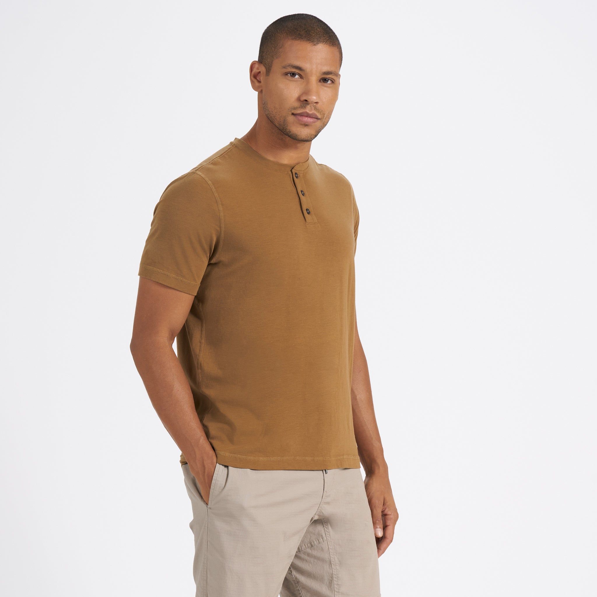 Short-Sleeve Ever Henley | Tobacco sold by Vuori product image thumbnail 3