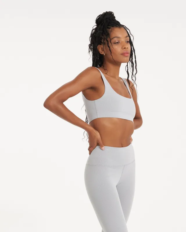 Lux Rib Daily Bra | Pale Grey Heather sold by Vuori