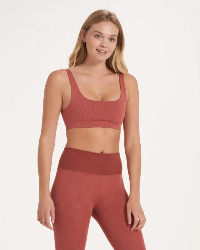 Lux Rib Daily Bra | Cinnamon Heather sold by Vuori