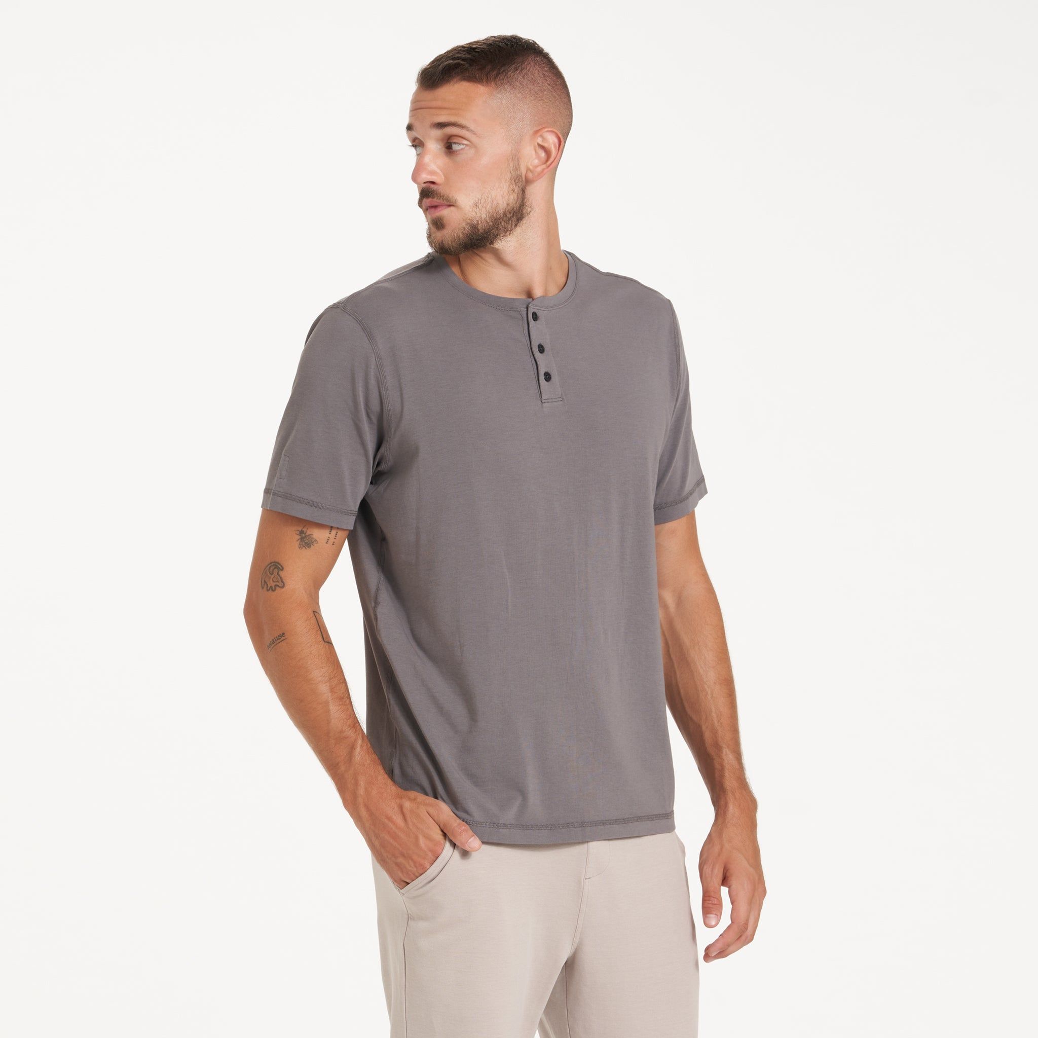 Short-Sleeve Ever Henley | Smoke sold by Vuori product image thumbnail 3