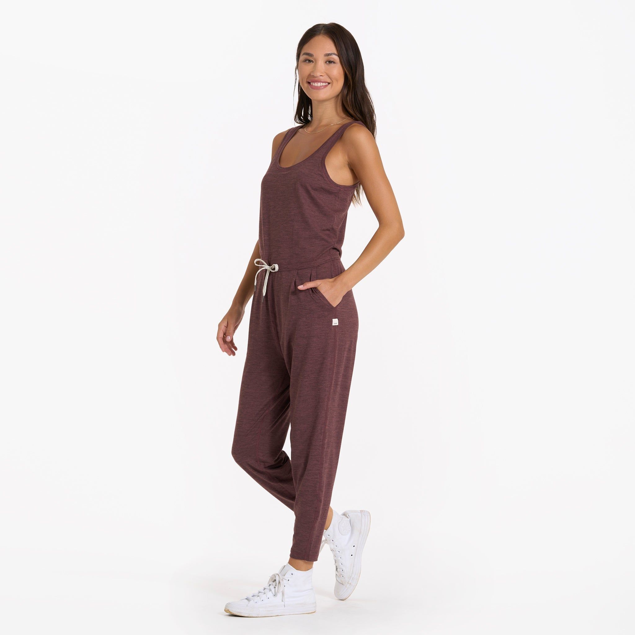 Lux At Ease Jumpsuit | Chestnut Heather sold by Vuori