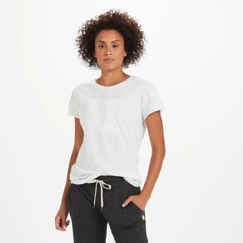 Women's V1 Logo Tee | White/Alabaster sold by Vuori