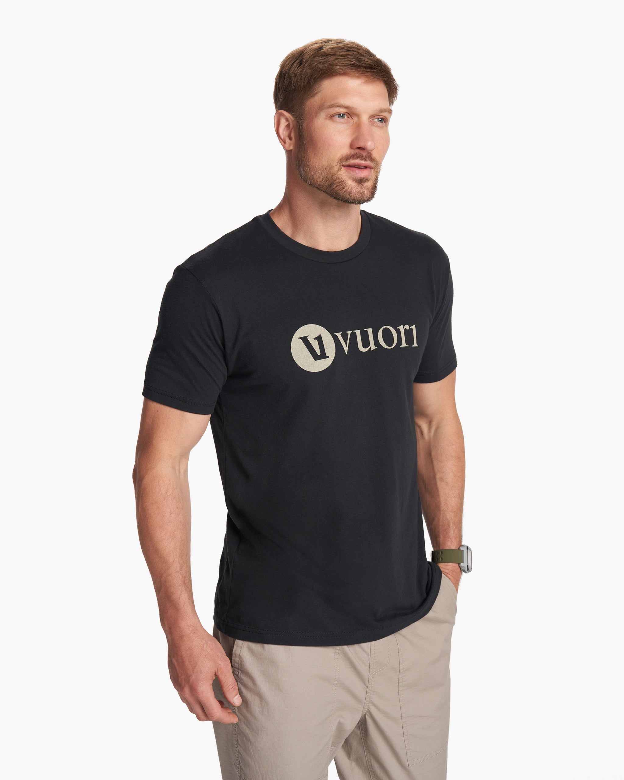 V1 Vuori Wordmark Logo Tee | Black/Teak sold by Vuori product image thumbnail 4